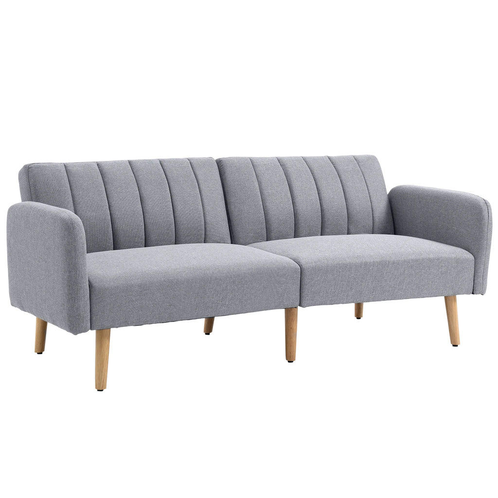 Homcom Schlafsofa 2 Sitze Wohnzimmer mit Rückenlehne in 3 Positionen Hellgrau verstellbar