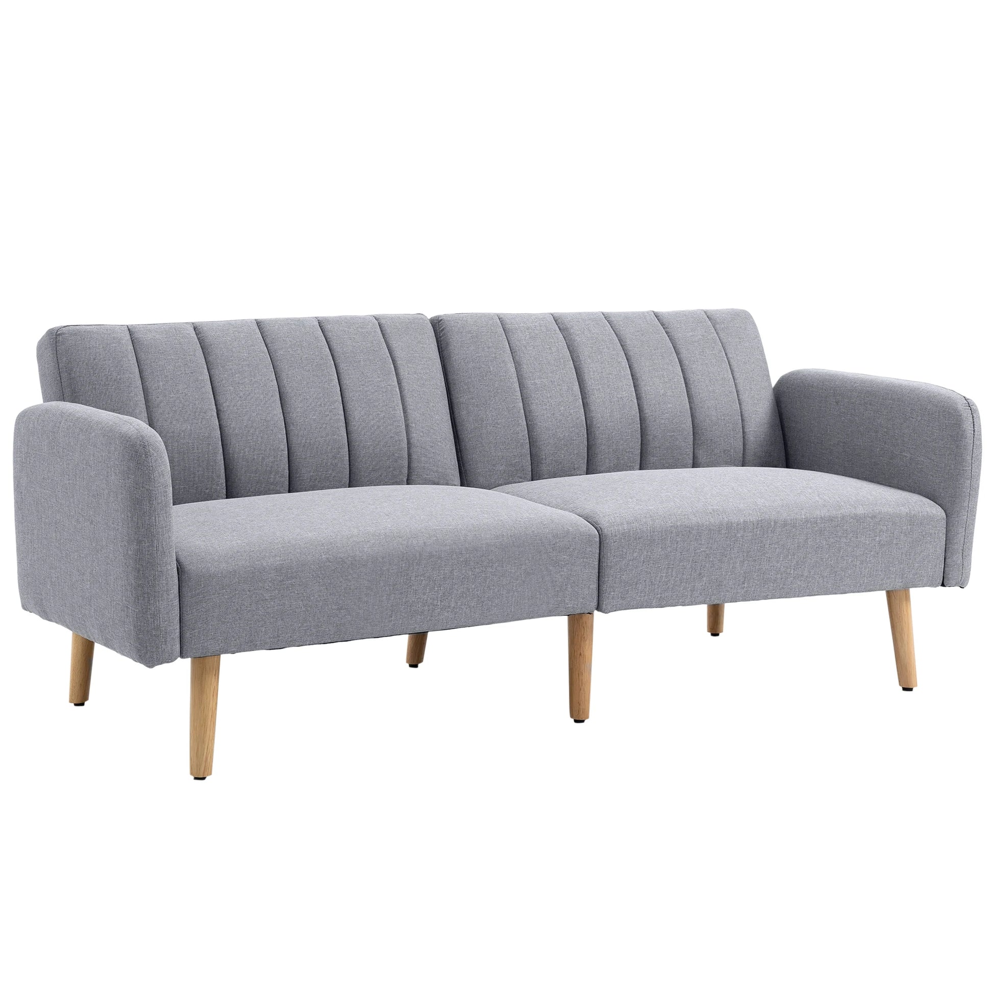 Homcom Schlafsofa 2 Sitze Wohnzimmer mit Rückenlehne in 3 Positionen Hellgrau verstellbar