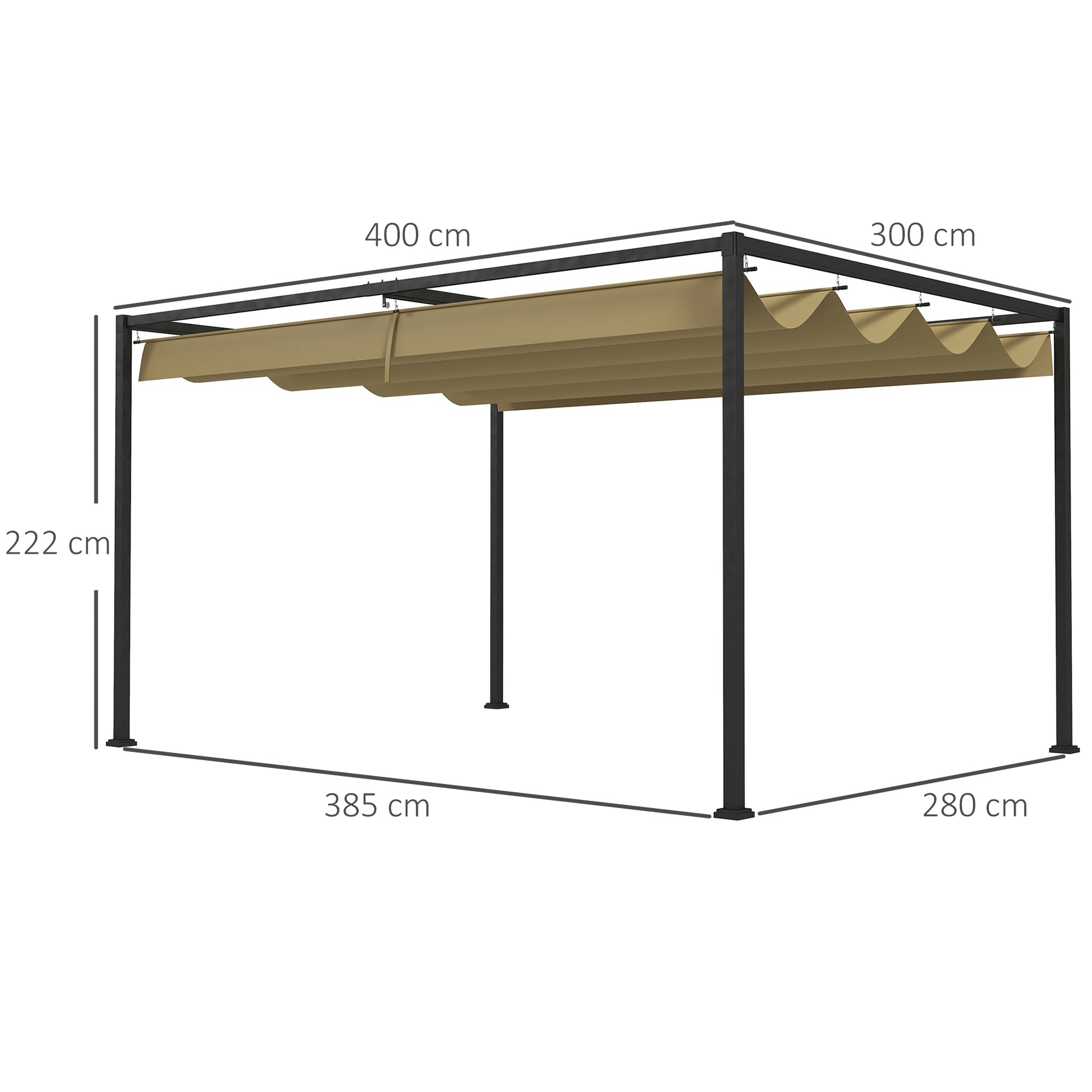 Pergola, Robuster Sonnenschutz für Garten, aus Metall und Kunststoff, UV- und wasserabweisend