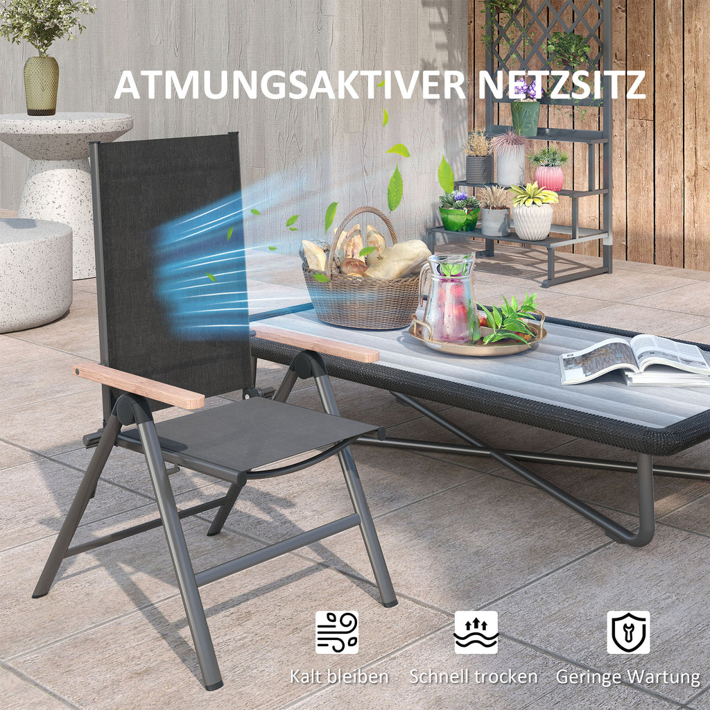 Gartenstuhl aus Stahl Klappstuhl mit Armlehnen klappbar Balkonstuhl 120kg Belastbar