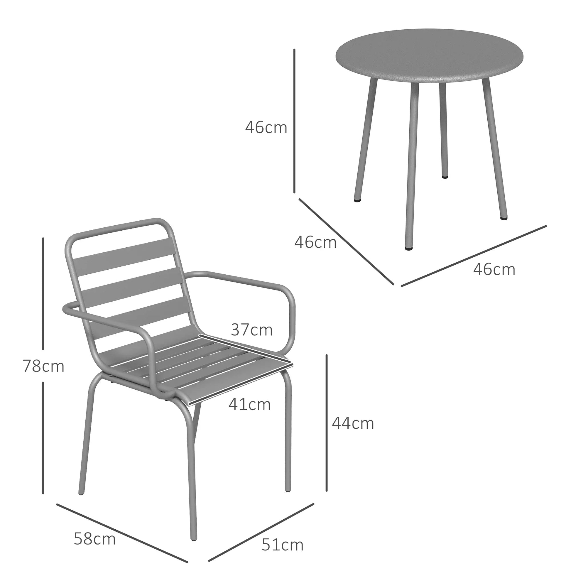 3-teiliges Bistro-Set Balkonbistro-Set 2er-Bistroset, klappbar, modernes Desing, Hellgrau