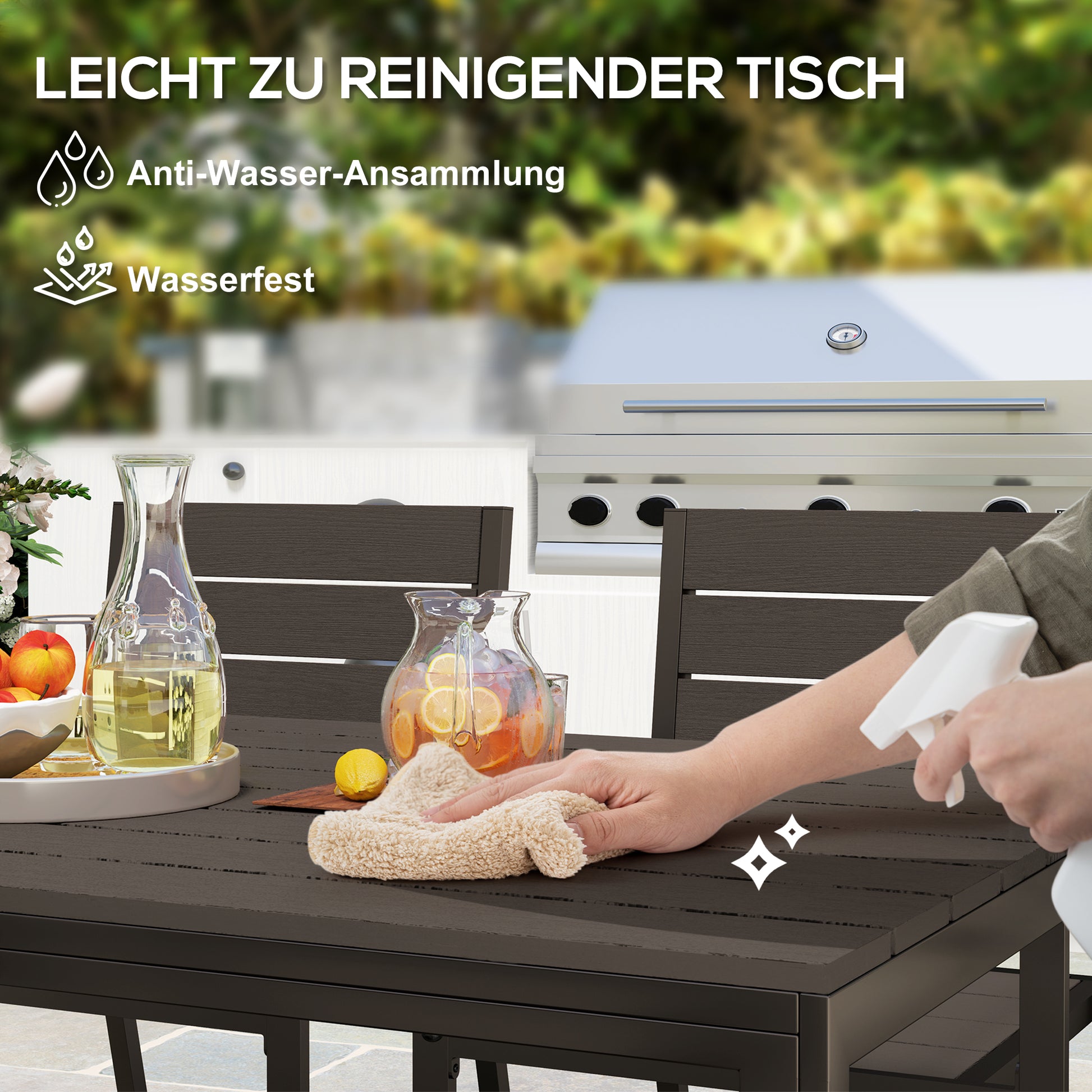 7-teilig Essgruppe für 6 Personen Esstisch mit 6 Stühlen geschlitzte Tisch Dunkelbraun