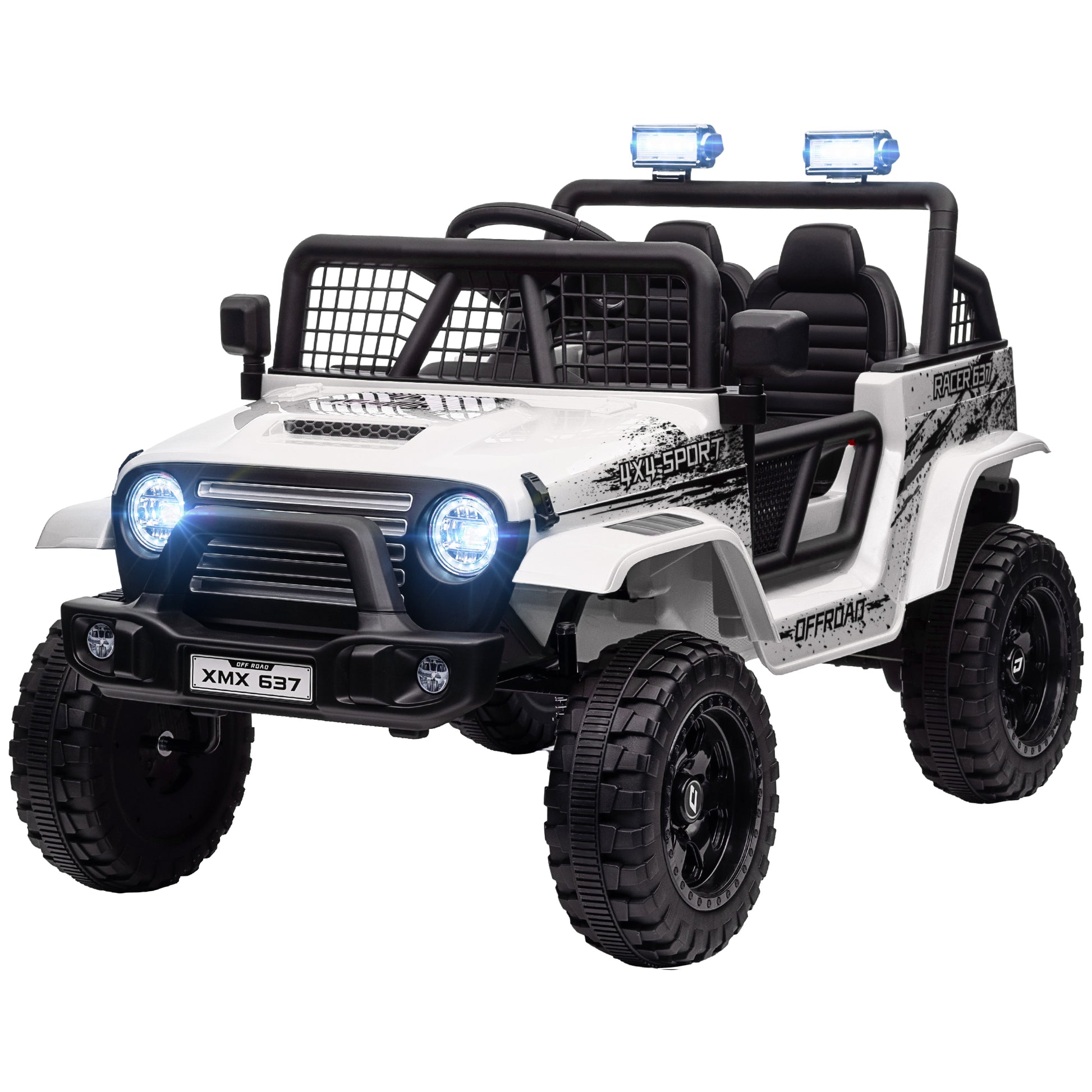 Kinder-Elektroauto mit sanfter Federung, fernsteuerbar, LED-Lichter, Hupe, 12V, Kunststoff und Metall