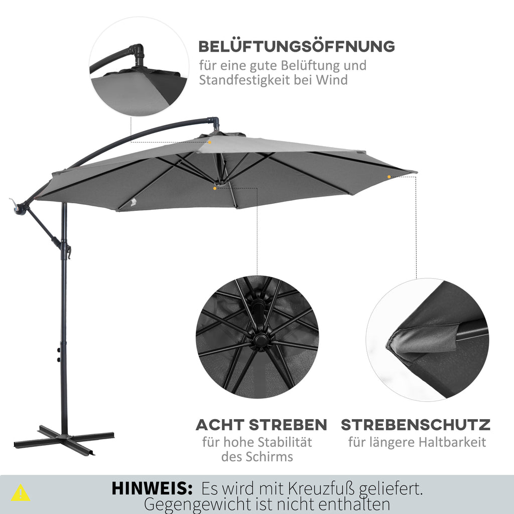 Sonnenschirm mit Kurbel Wetterbeständig 3 m x 3 m x 2,5 m Stahl Polyester - Konfigurierbare Farben!!!