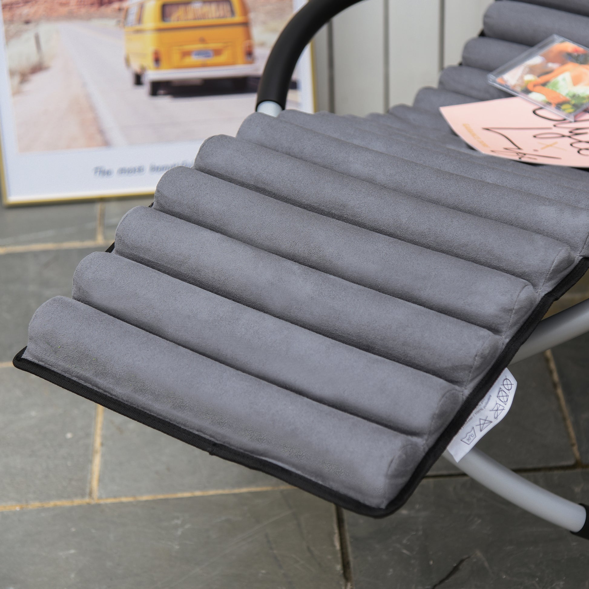 Schaukelstuhl ergonomischer 2 In 1 Gartenstuh Schaukelliege Metall Texteline kugelförmig