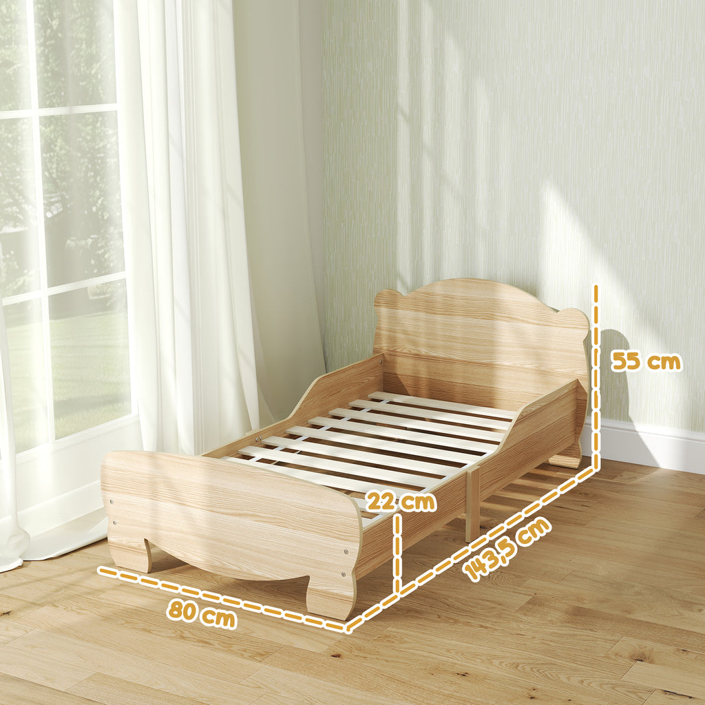 Kinderbett Jugendbett mit Bären-Design Spielbett für 3-6Jahre Kinder 143,5 x 80 x 55 cm Naturholz
