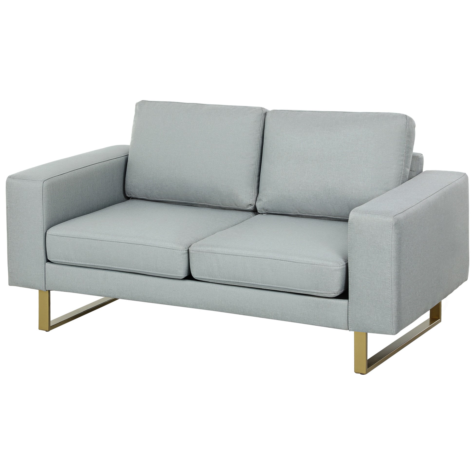 2-Sitzer Sofa  Ecksofa Polstersofa, Stoffsofa, Holz, Dunkelgrau/Hellgrau