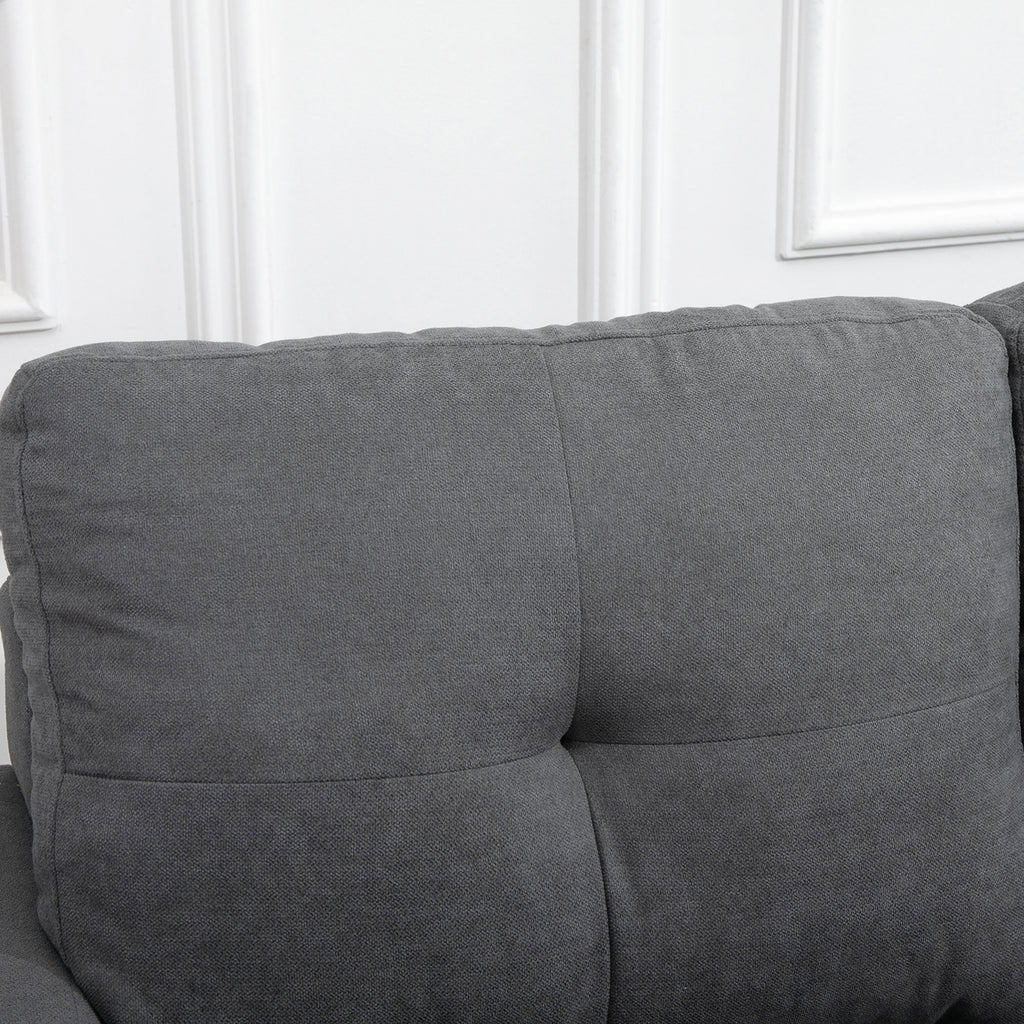 Ecksofa L-Form graue Eckcouch mit Chaiselongue Leinenoptik für 3 Personen 193x136x85cm Dunkelgrau