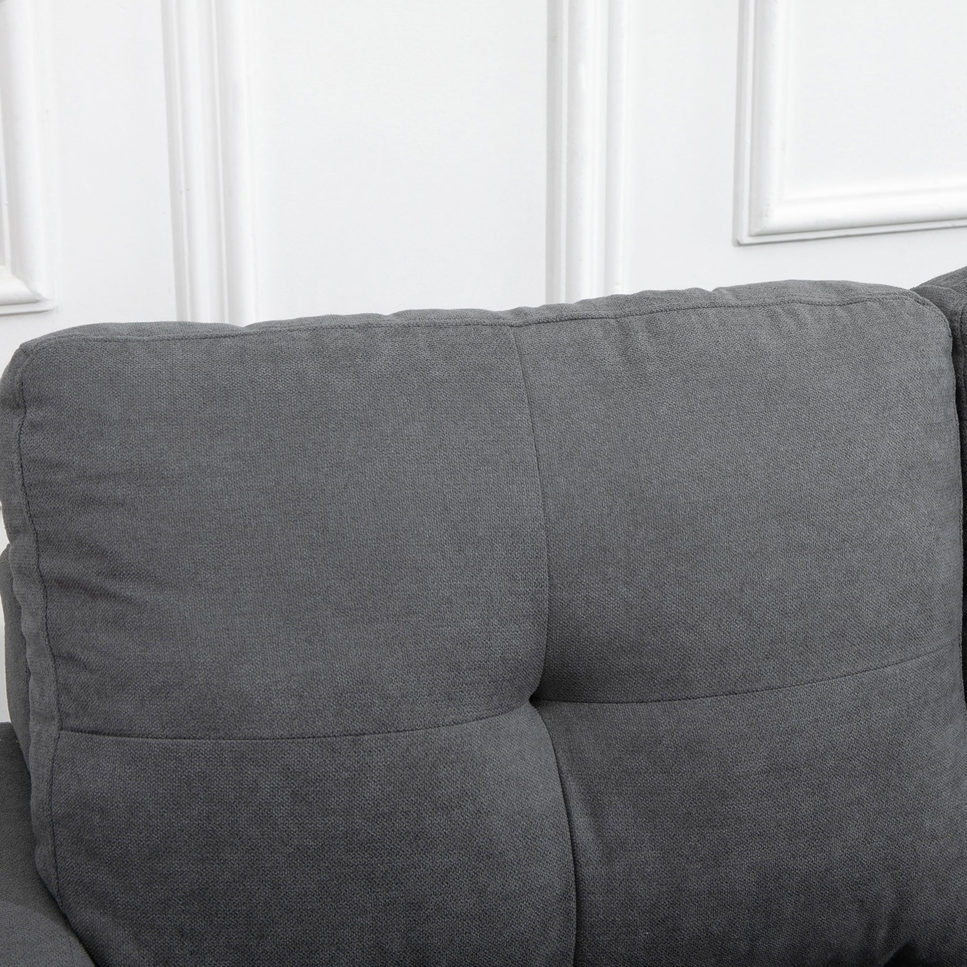 Ecksofa L-Form graue Eckcouch mit Chaiselongue Leinenoptik für 3 Personen 193x136x85cm Dunkelgrau