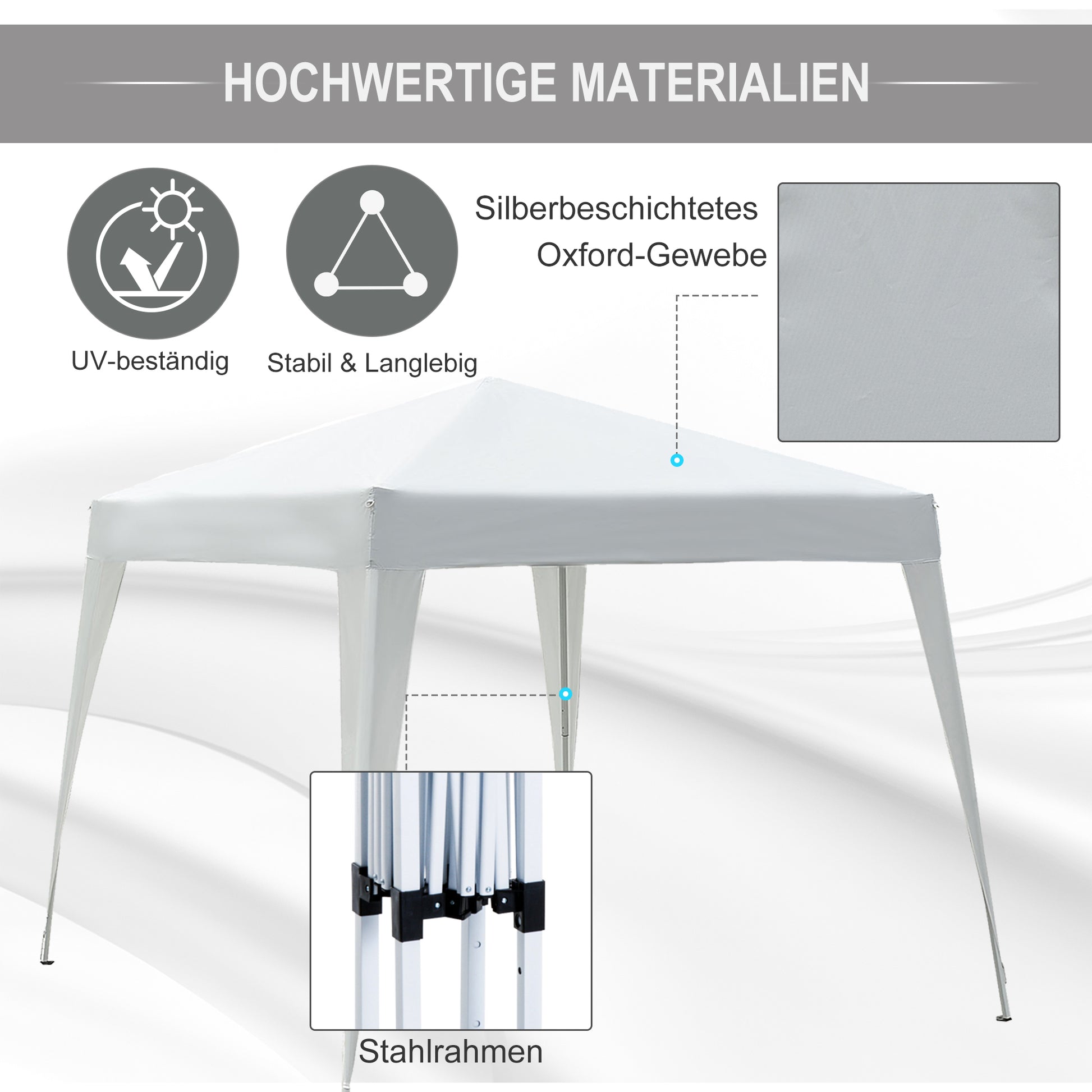 Faltpavillon 2,4x2,4m Pavillon Faltzelt mit UV-Schutz, Partyzelt inkl. Tragetasche für Garten