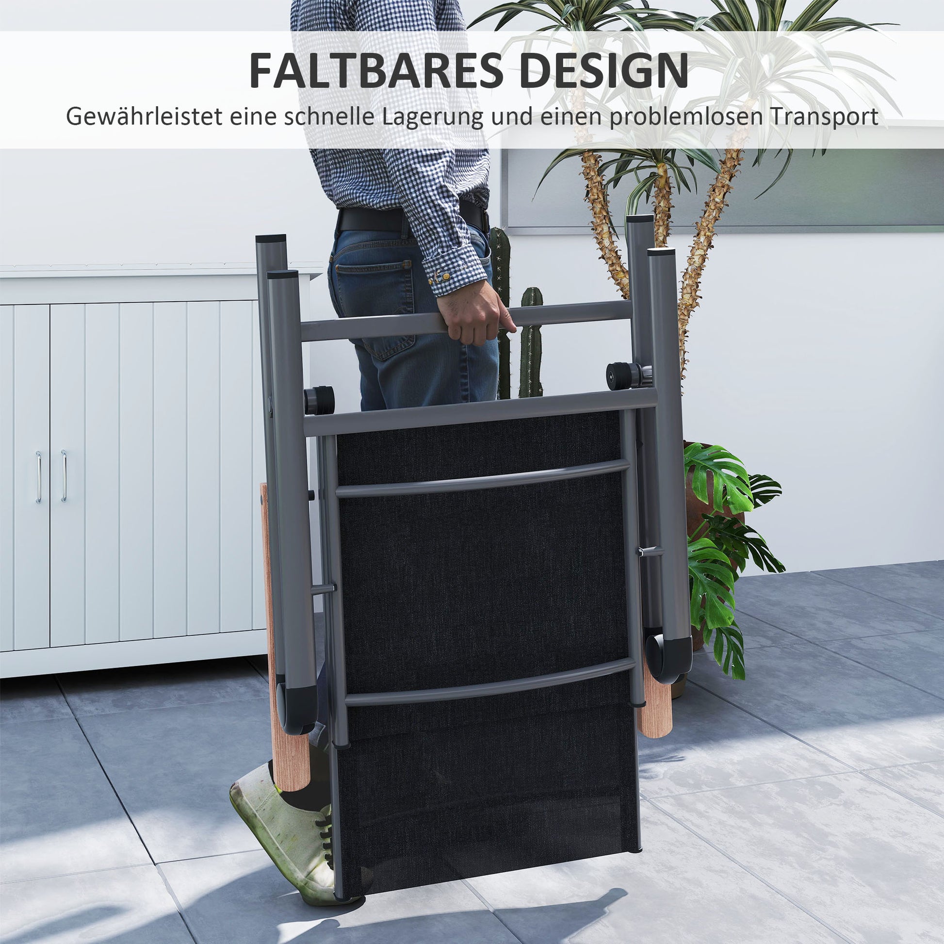 Gartenstuhl aus Stahl Klappstuhl mit Armlehnen klappbar Balkonstuhl 120kg Belastbar