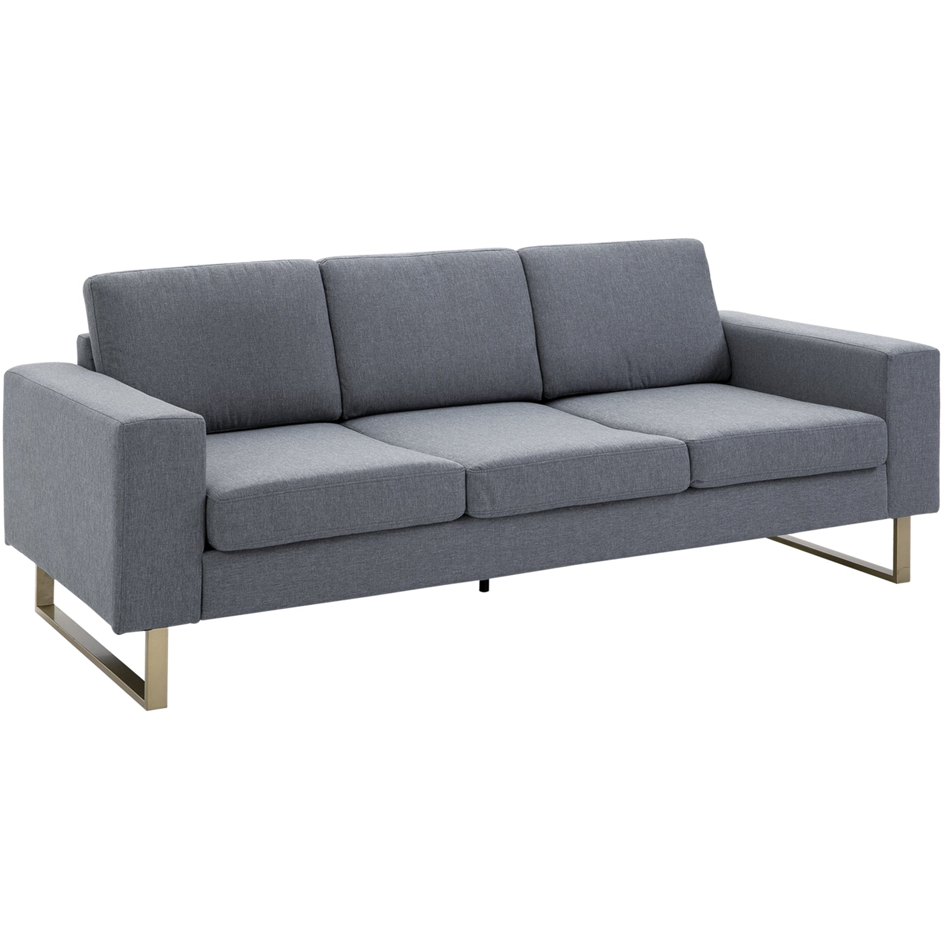 3-Sitzer-Sofa, Couch mit Vollholzrahmen, Metallbeine, schlichtes Design, Hellgrau/Dunkelgrau