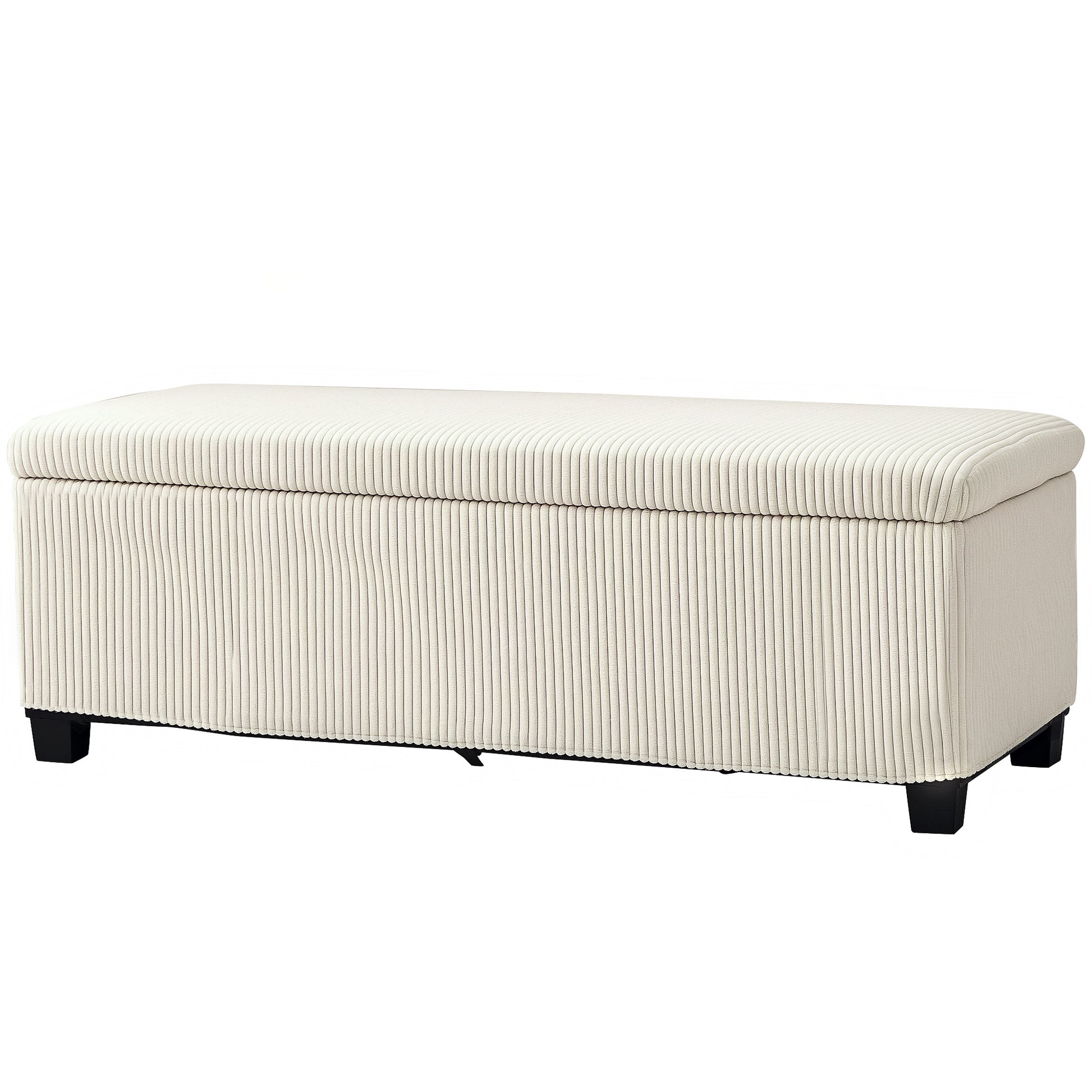 Sitzbank mit Stauraum, Aufbewahrungsbank, Cord-Design, Stahlrahmen, Beige