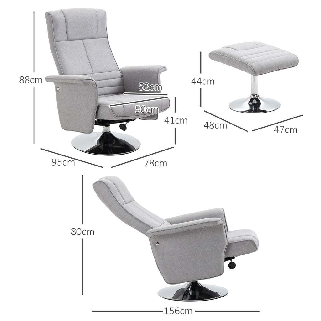 Massagesessel mit Hocker, neigbare Lehne, 78 x 95 x 88 cm