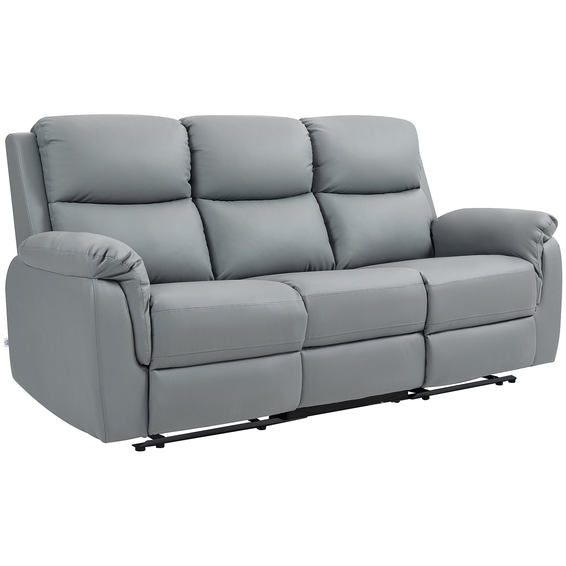 3-Sitzer-Sofa, linker und rechter Sitz zurücklehnbar, anpassbare Fußstütze, Kunstlederbezug, Dunkelgrau