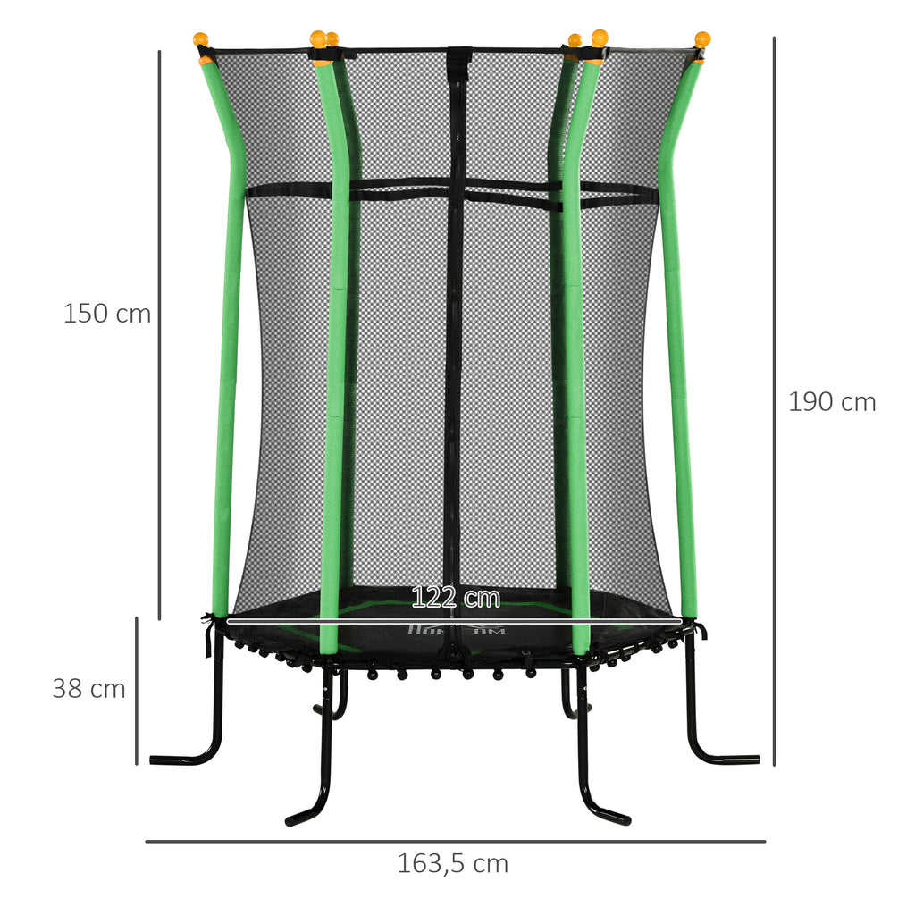 Trampolin für Kinder, Ø163,5 cm, mit Sicherheitsnetz, gepolstert, Stahl, belastbar bis 50 kg