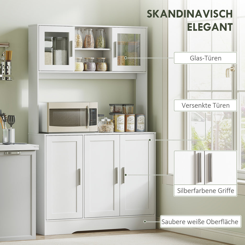 Küchenschrank, Skandinavisches Design, verstellbare Regale, Glastüren, offene Fläche, Spanplatte, MDF