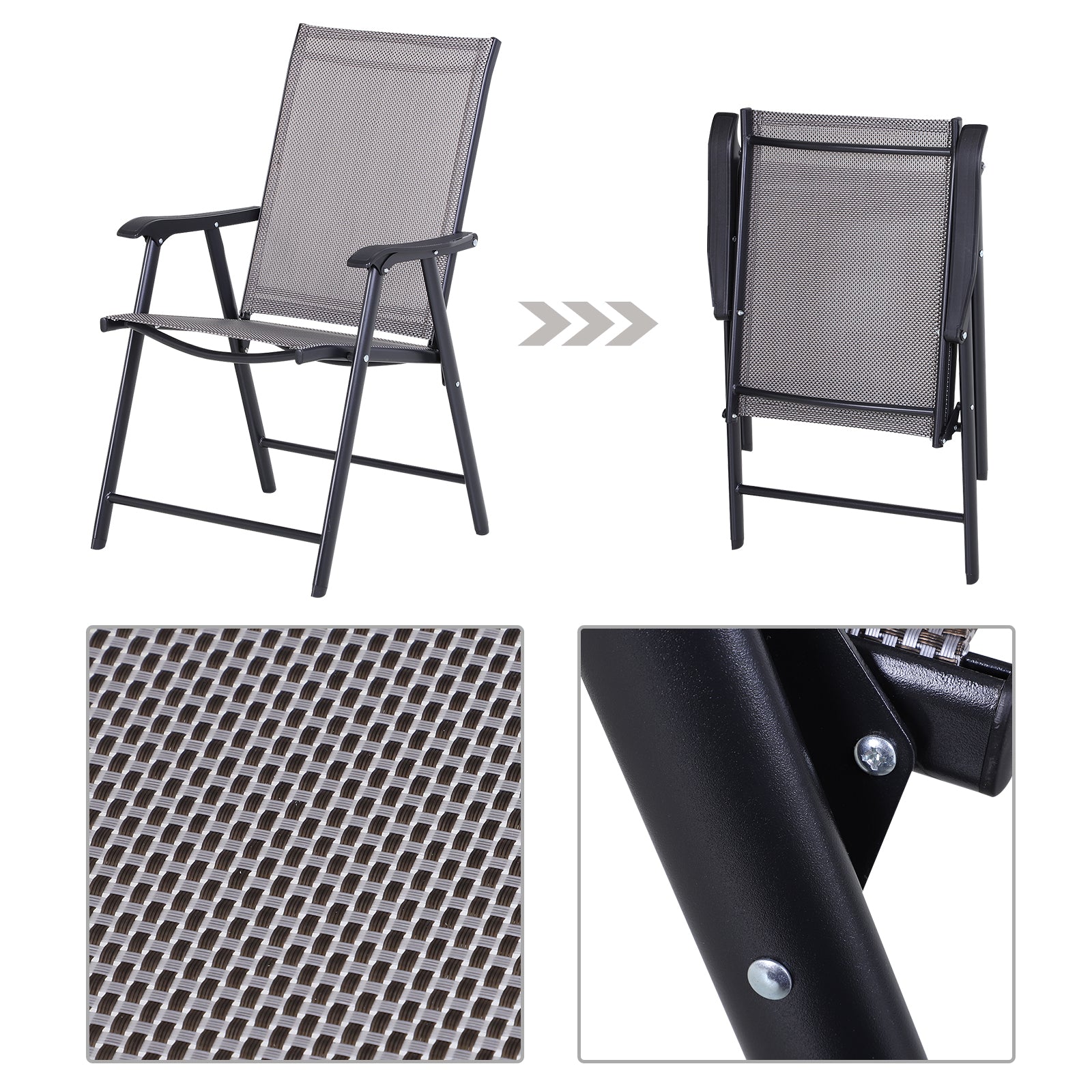 Klappstuhl mit Armlehne 2er Set Campingstuhl Angelstuhl Metall 58 x 64 x 94 cm