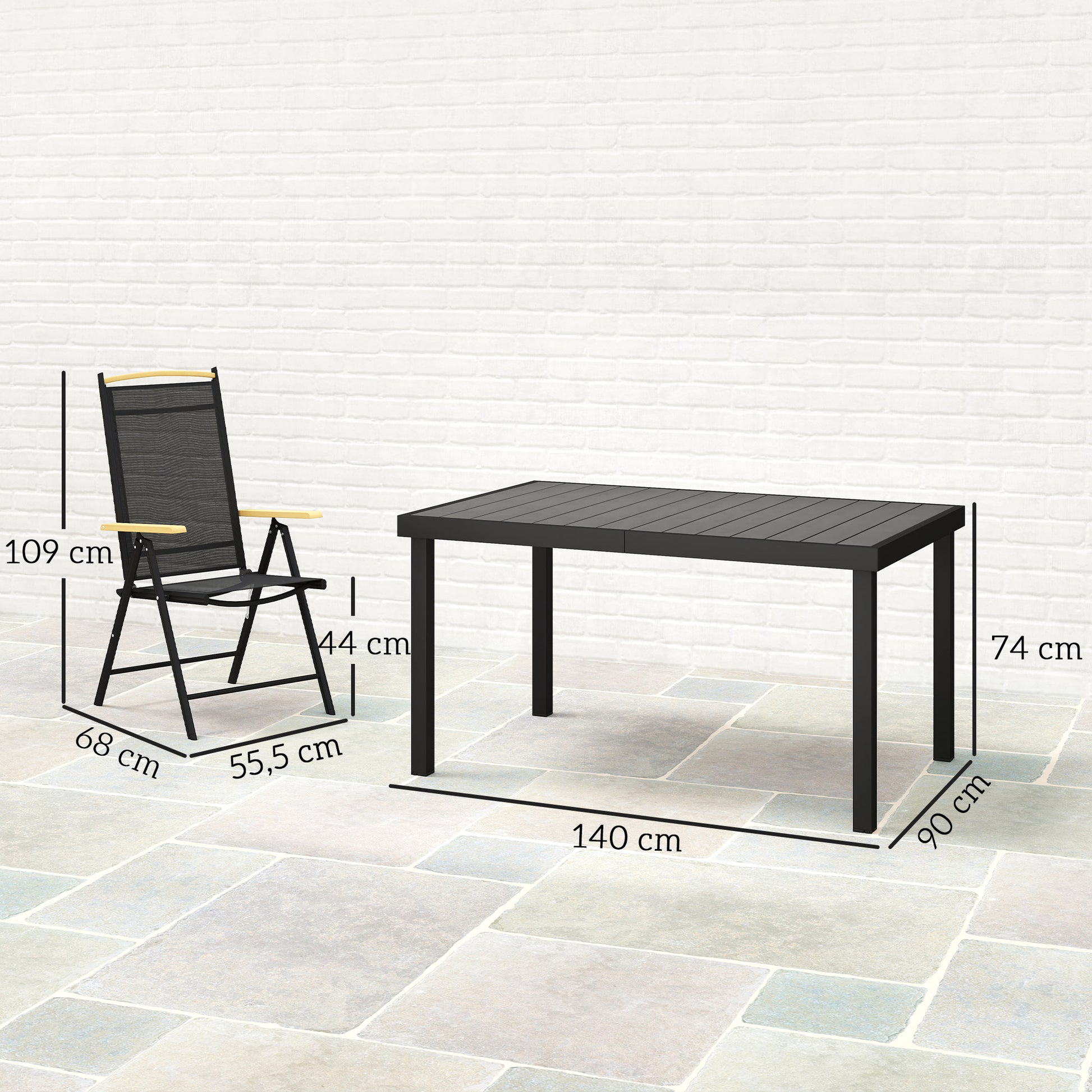 Sitzgruppe klappbar für 6 Personen 1 Tisch+6 Stühle Gartenmöbel Set Sitzgarnitur Aluminium