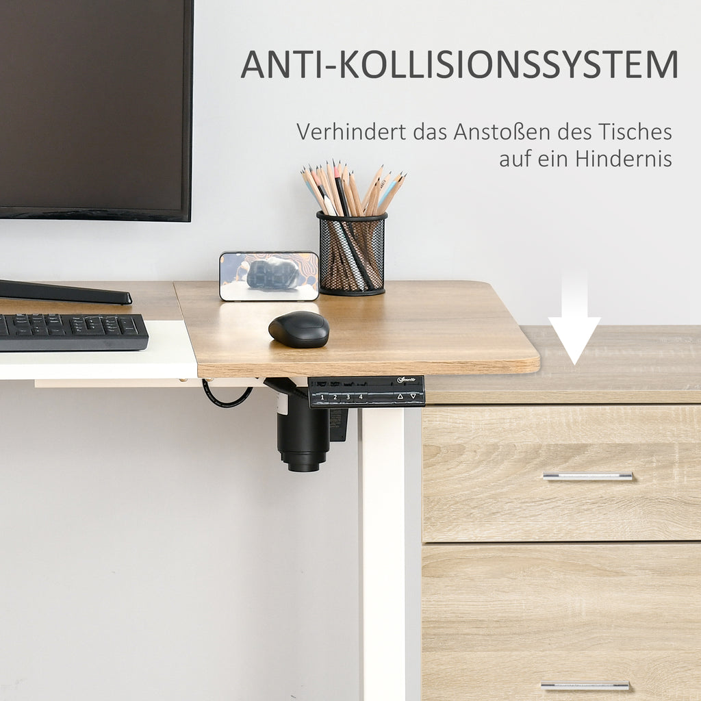 Höhenverstellbarer Schreibtisch Elektrisch 140 x 70 cm mit Memory-Steuerung, 4 tlg. Tischplatte
