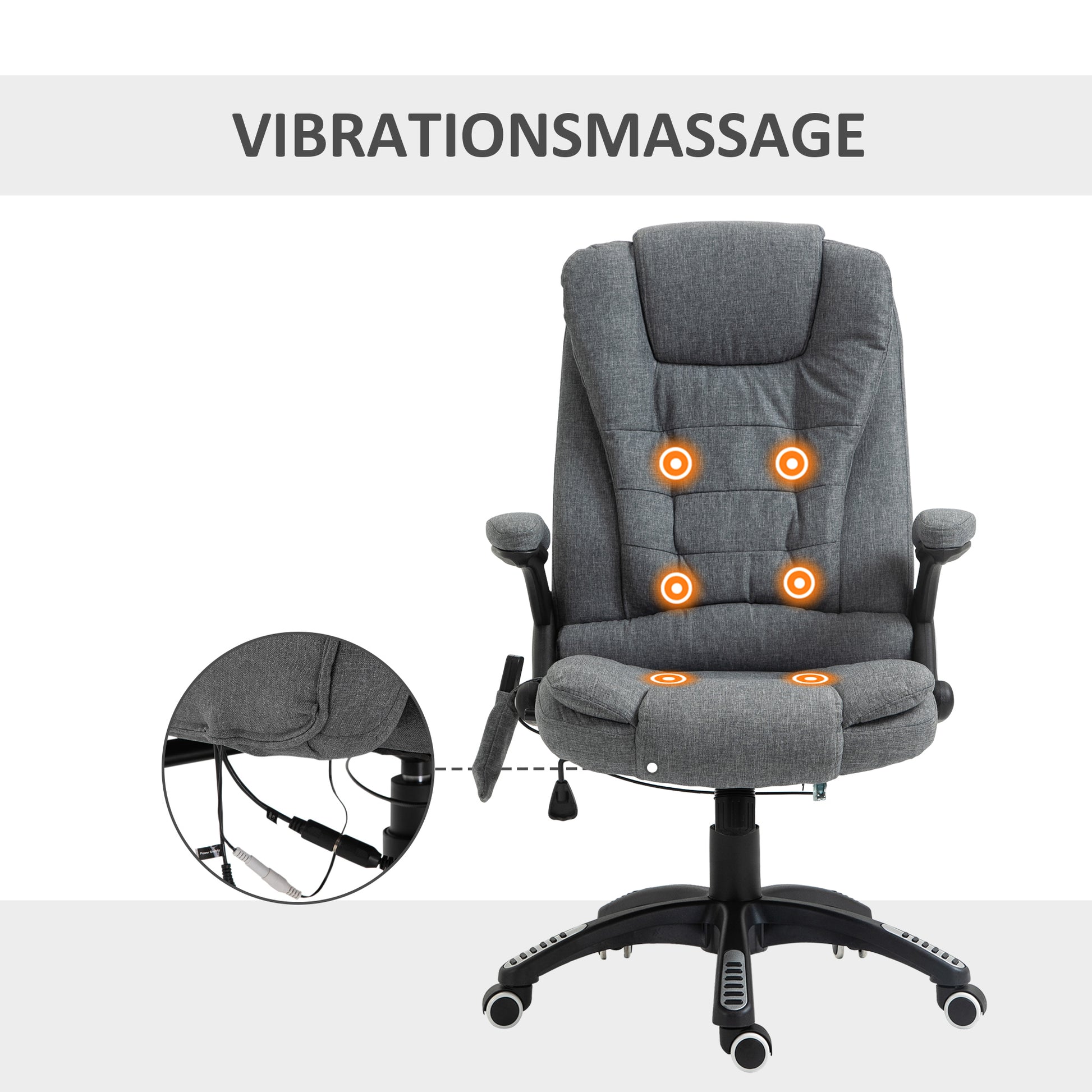 Bürostuhl Massagesessel mit Wärmefunktion, Ergonomischer Chefsessel, Höhenverstellbarer Drehstuhl