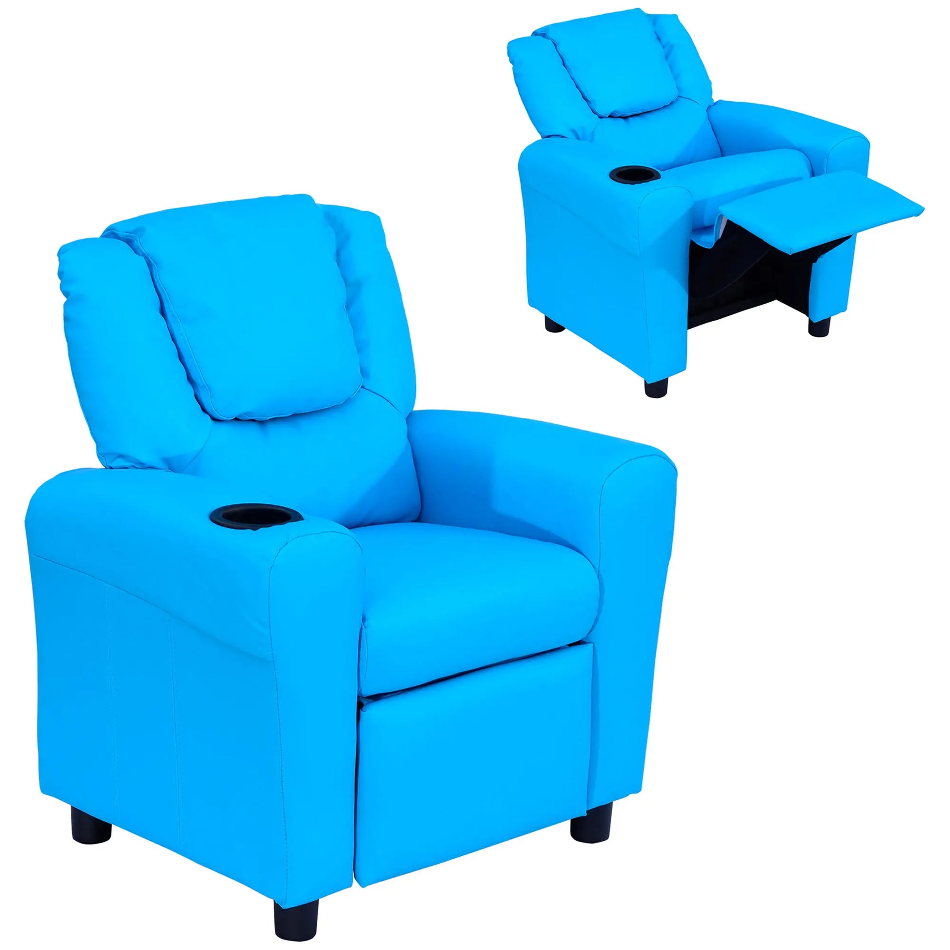 Kindersessel, Minisessel, Kindersofa für 3-6 Jahre alt, Liegefunktion, Becherhalter, 62 x 56 x 69 cm