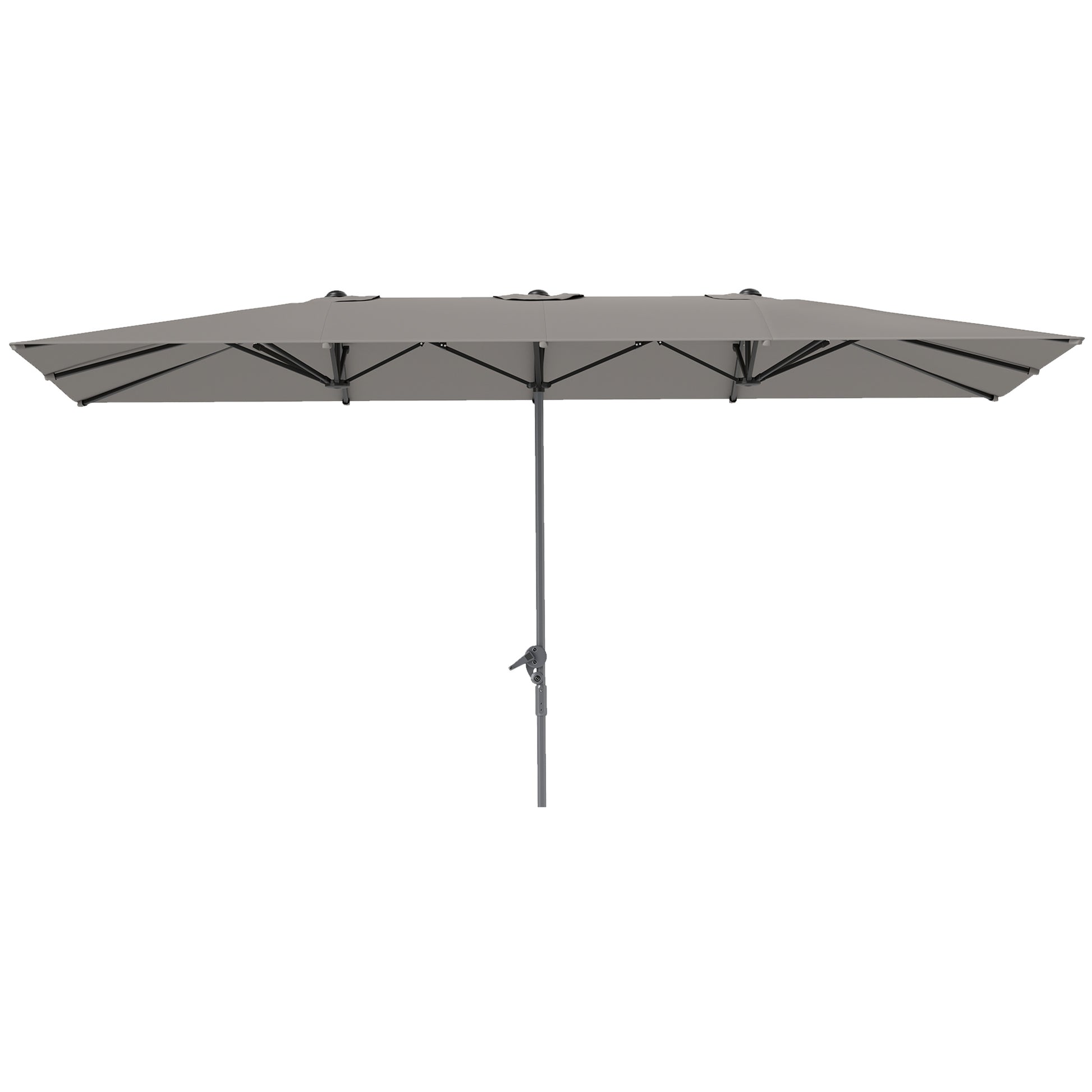 Doppelseitiger Schirm, 451 x 264 cm mit Kurbelsystem, 12 Metallstreben, Aluminiummast