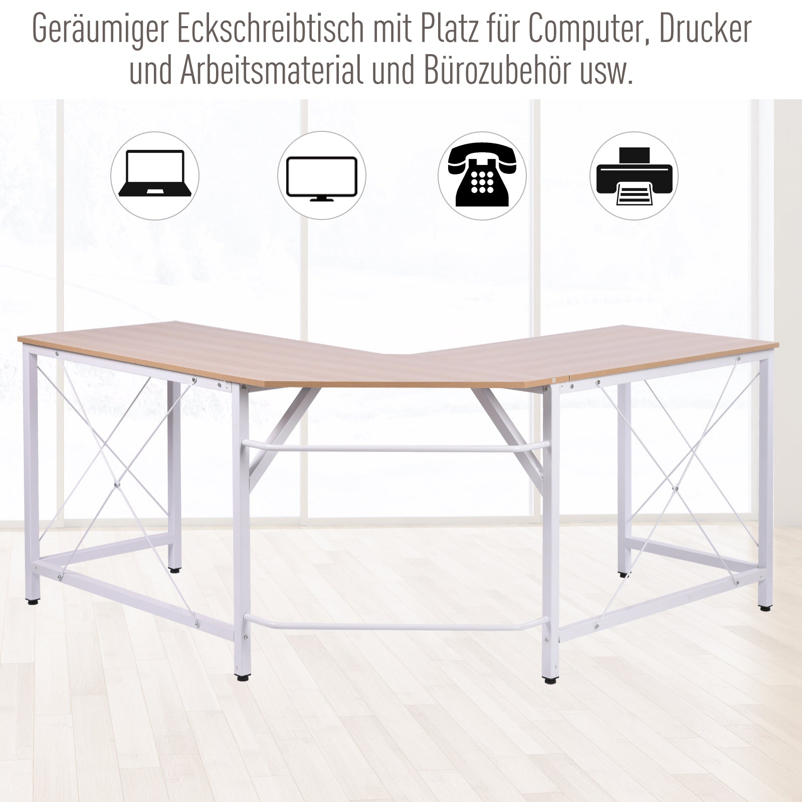 Schreibtisch L-Form Arbeitstisch Bürotisch Eckschreibtisch MDF 150 x 150 x 76 cm