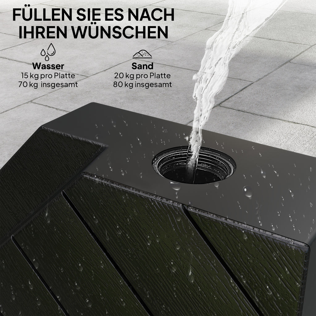 Basisgewichte für Sonnenschirmständer, mit Wasser und Sand befüllbar, Kunststoff