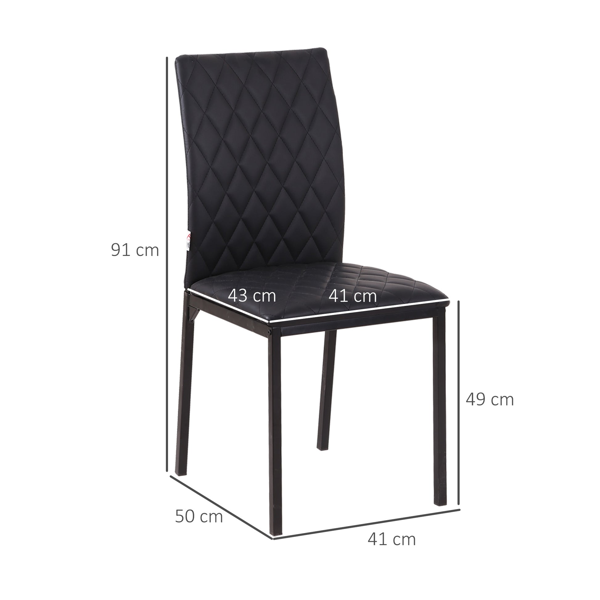 HOCMOM 4er-Set Stühle Esszimmerstühle Küchenstühle 41 cm x 50 cm x 91 cm, Schwarz