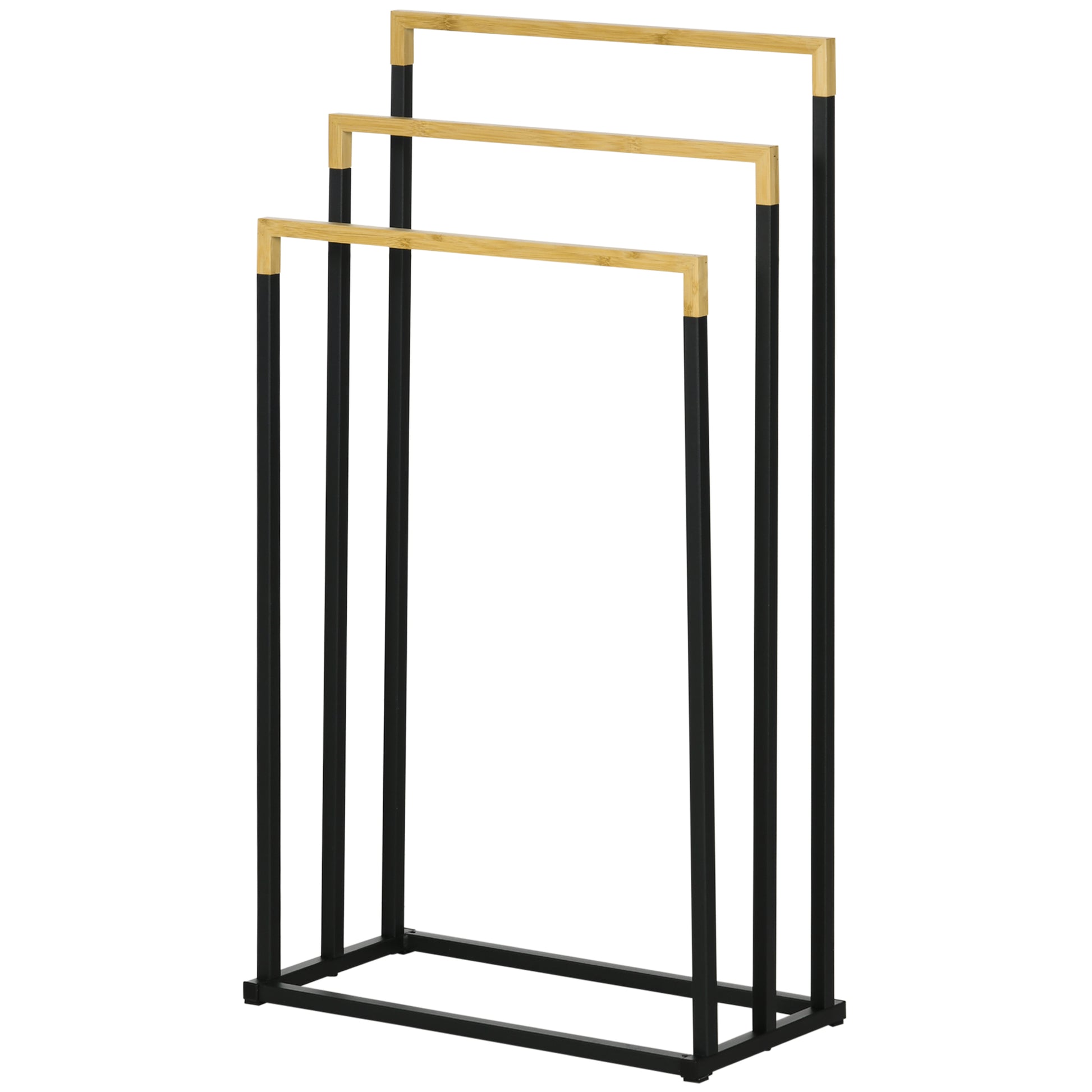 Handtuchalter-Set 3 Handtuchstangen, Industriedesign, Bambus, 45 x 22,5 x 86 cm