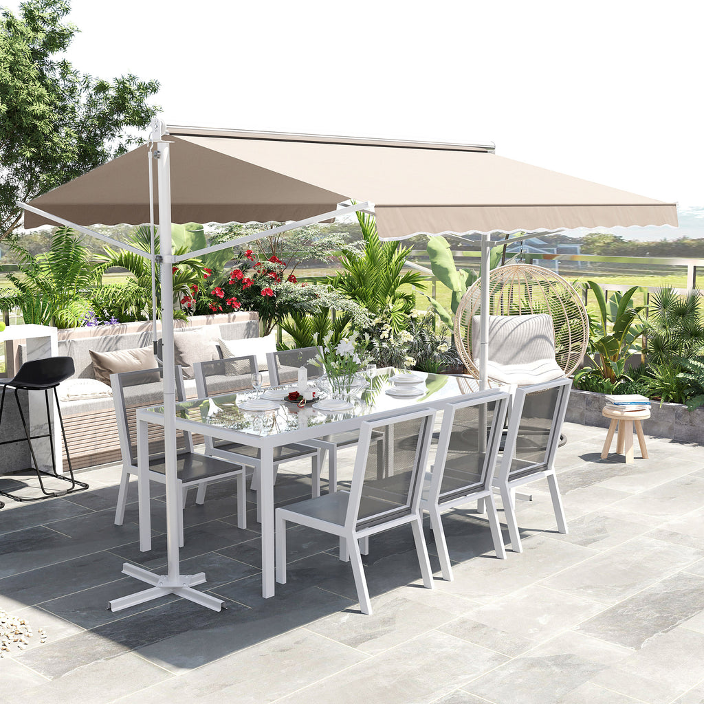 Standmarkise Gartenmarkise Markise mit Faltarm Kurbel Terrasse Creme 3x3m
