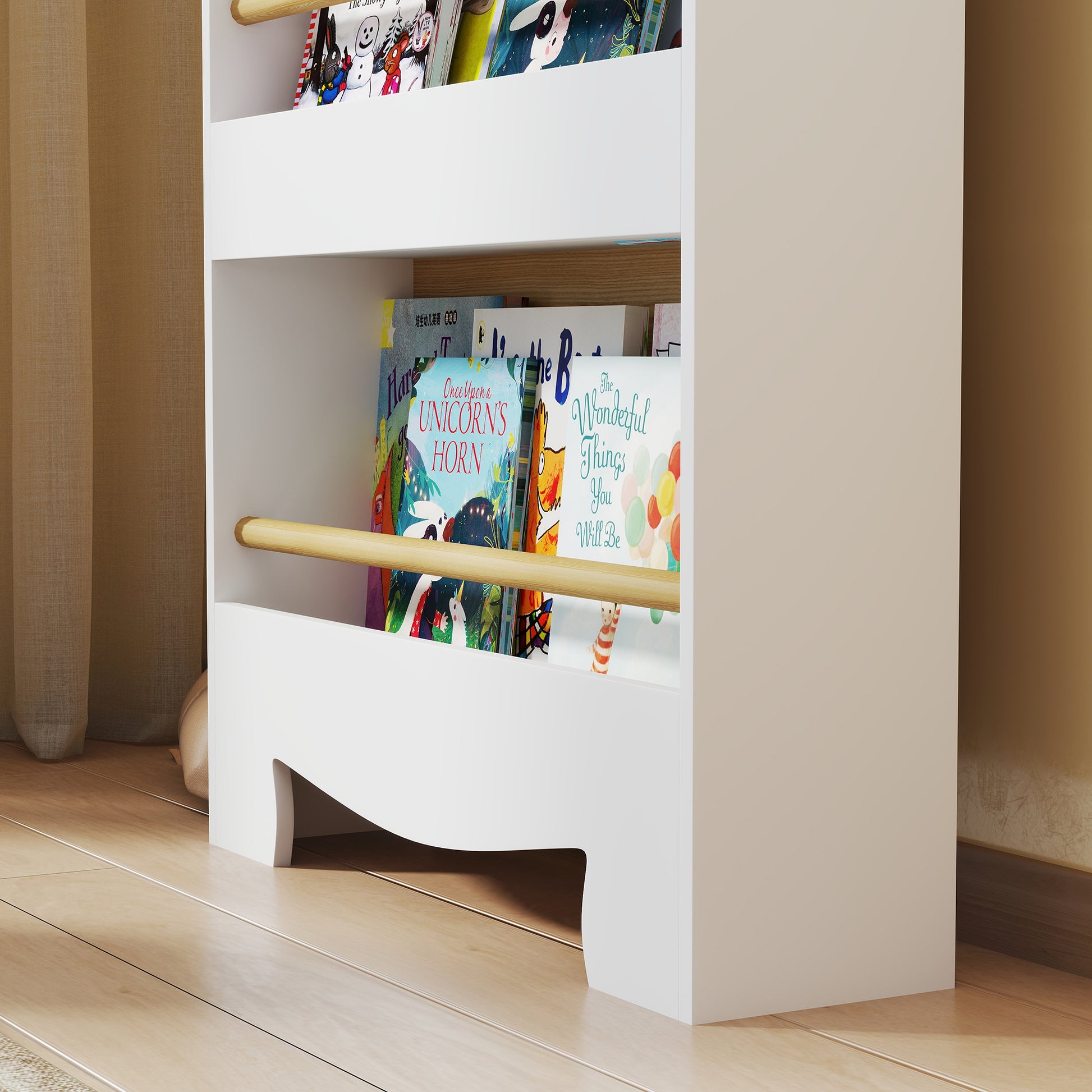 Bücherregal für Kinder Kinderregal mit 3 Ablagen Aufbewahrungsregal aus Holz 55x15x110cm