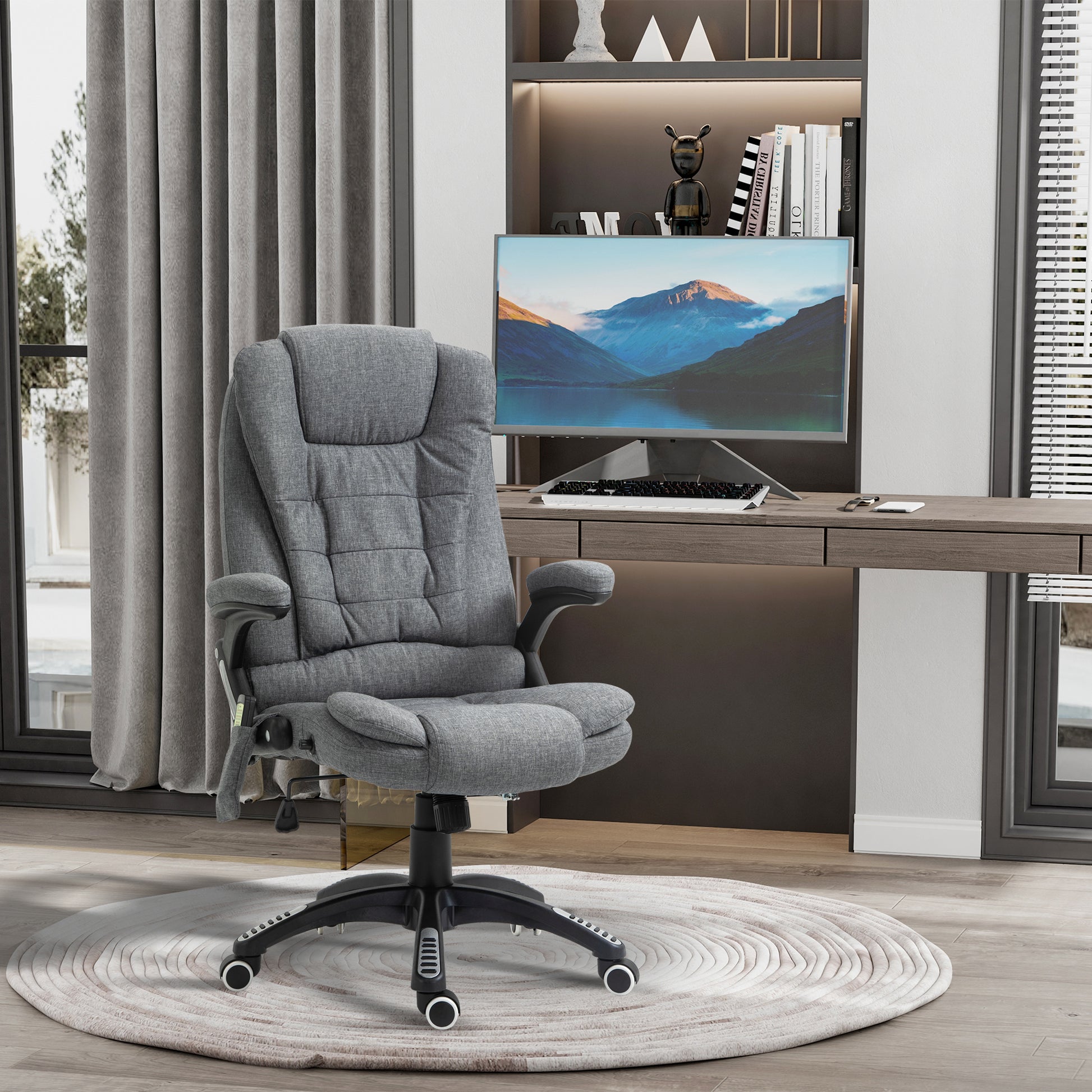Bürostuhl Massagesessel mit Wärmefunktion, Ergonomischer Chefsessel, Höhenverstellbarer Drehstuhl