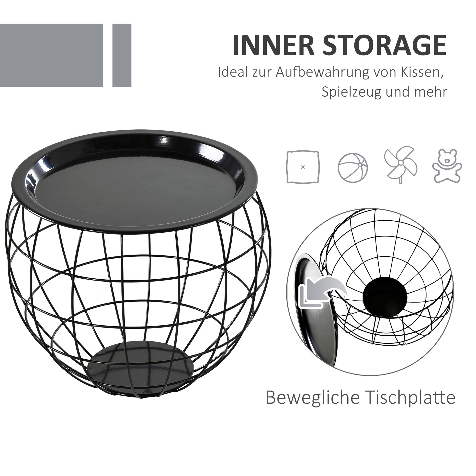 3er Set Couchtisch, Stapeltisch, Beistelltisch, Kaffeetisch, Satztisch, MDF, Natur+Schwarz