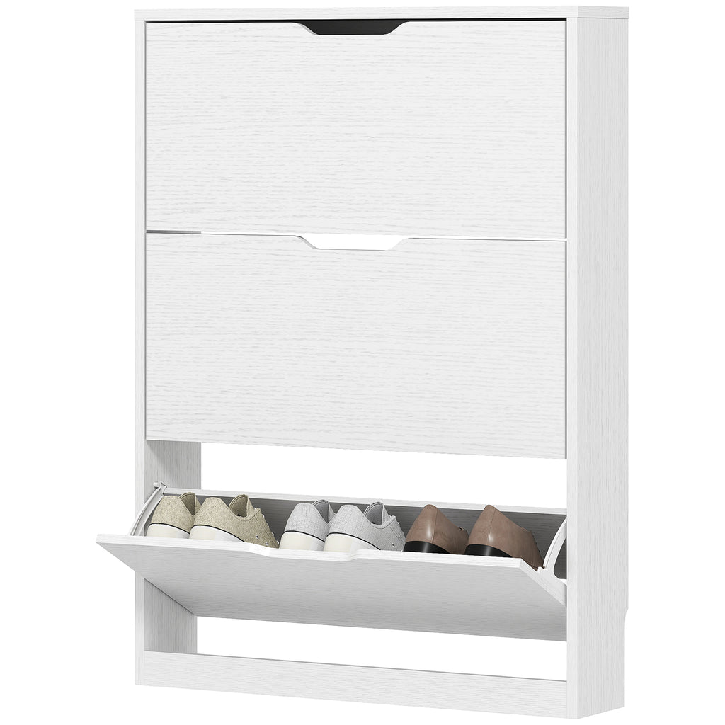Schuhschrank mit 3 Klappschubladen, für bis zu 12 Paar Schuhe, Spanplatte, 80 x 17 x 108 cm