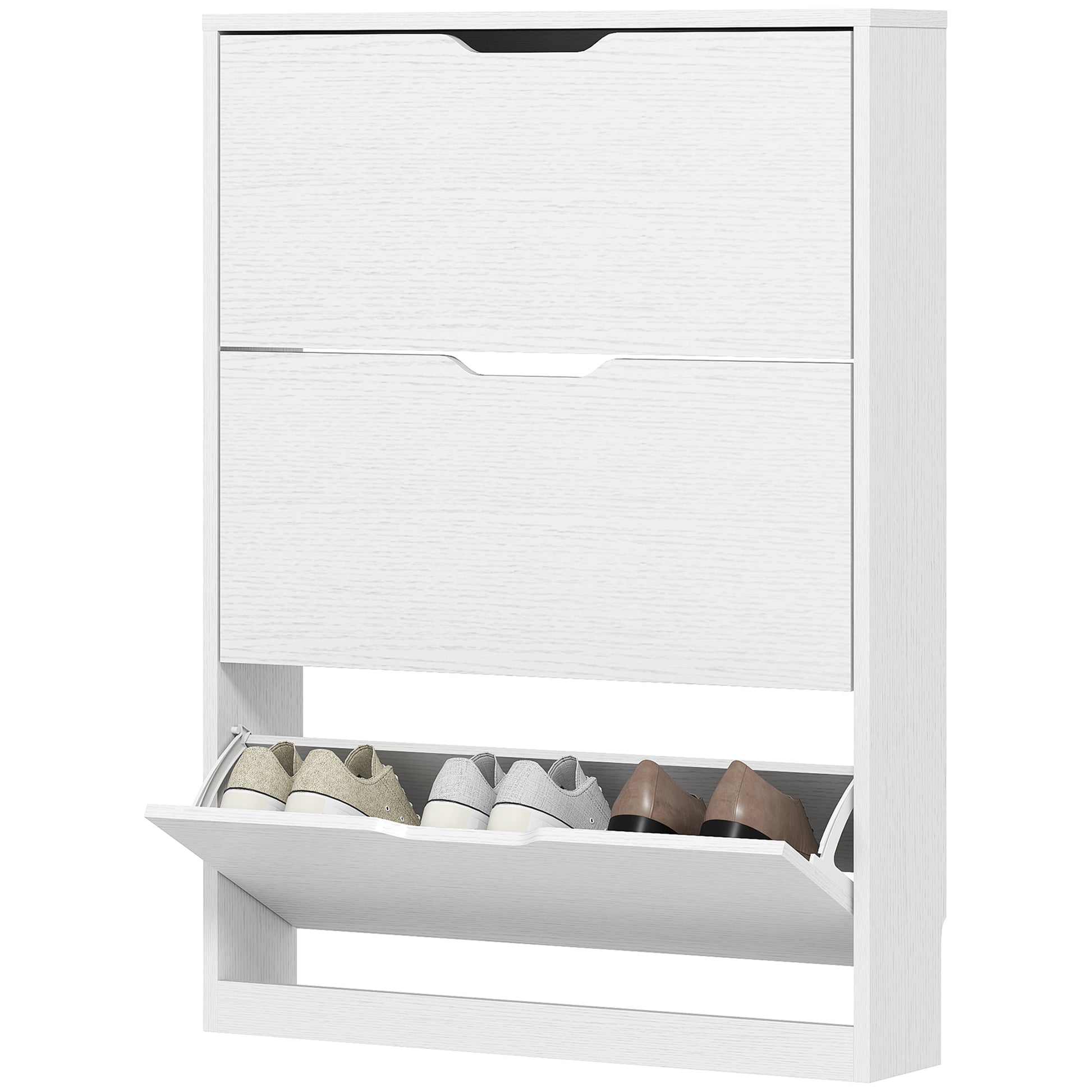 Schuhschrank mit 3 Klappschubladen, für bis zu 12 Paar Schuhe, Spanplatte, 80 x 17 x 108 cm