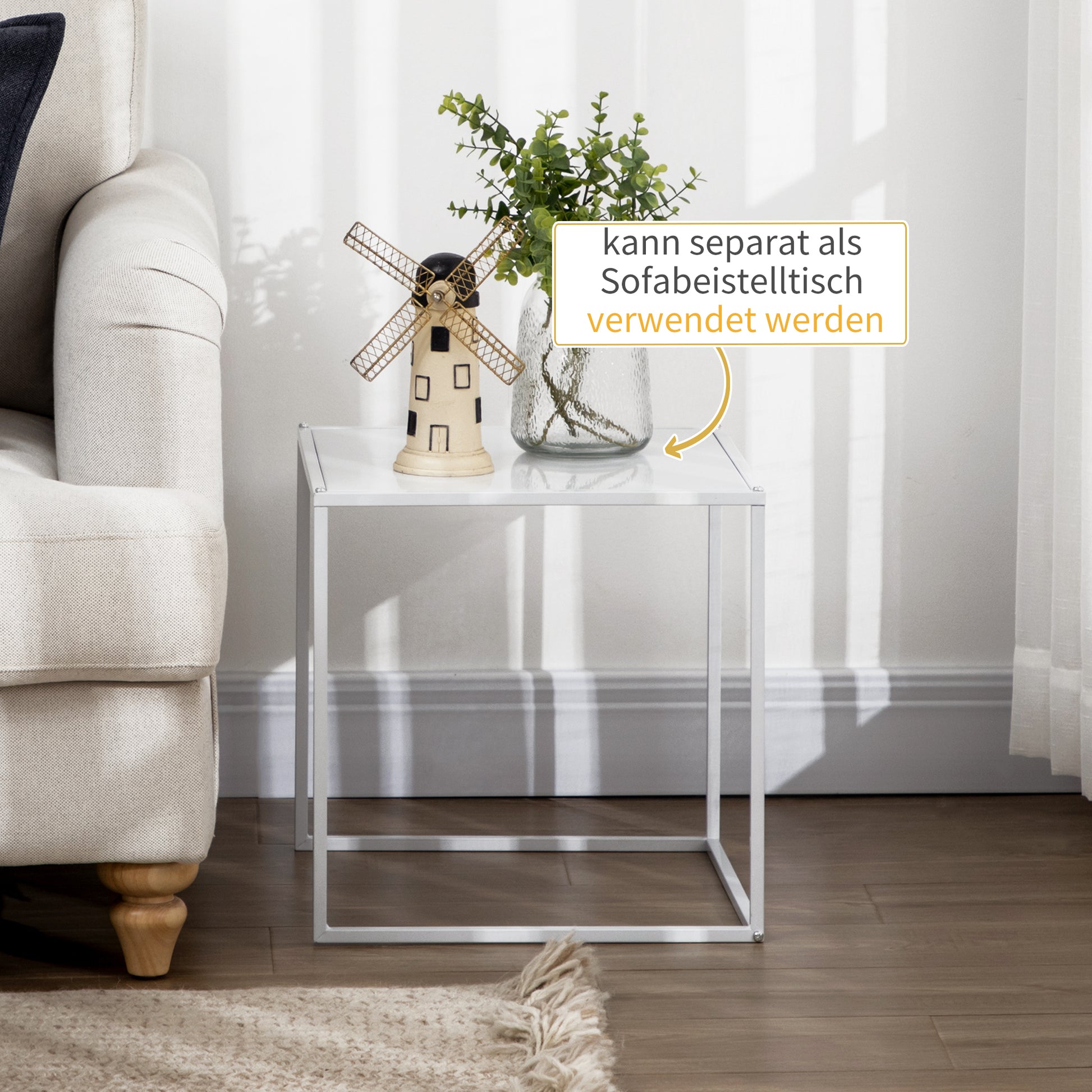 Beistelltisch-Set, moderne Satztische, platzsparend, stabiler Stahlrahmen