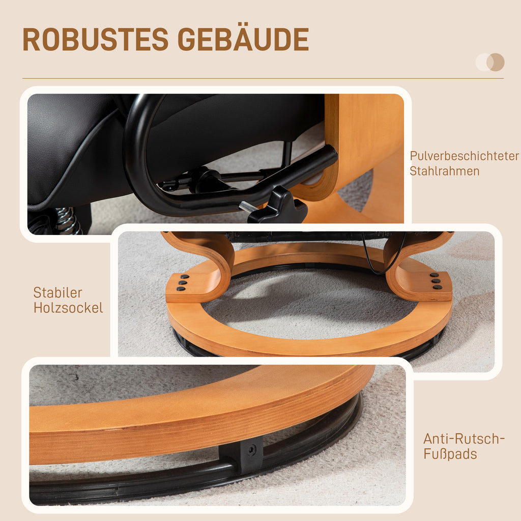 Relaxsessel mit Liegefunktion, drehbar, bis 150 kg, Kunstlederbezug, Stahlrahmen