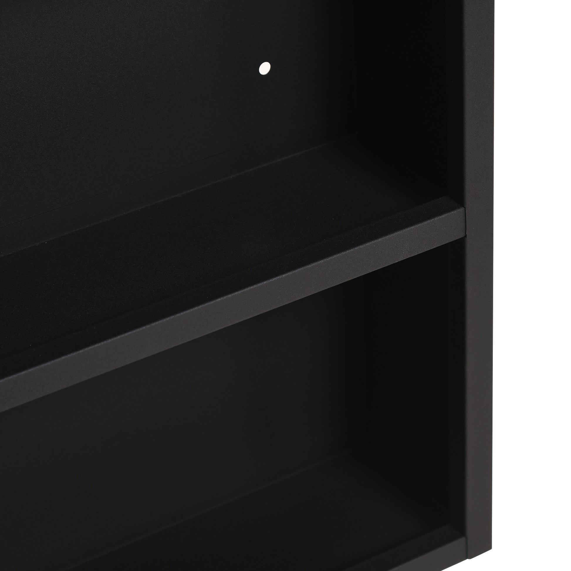 Spiegelschrank, 2 Innenböden, offenes Regalfach, Stahlgehäuse, schwarz, 46 x 13,5 x 58 cm