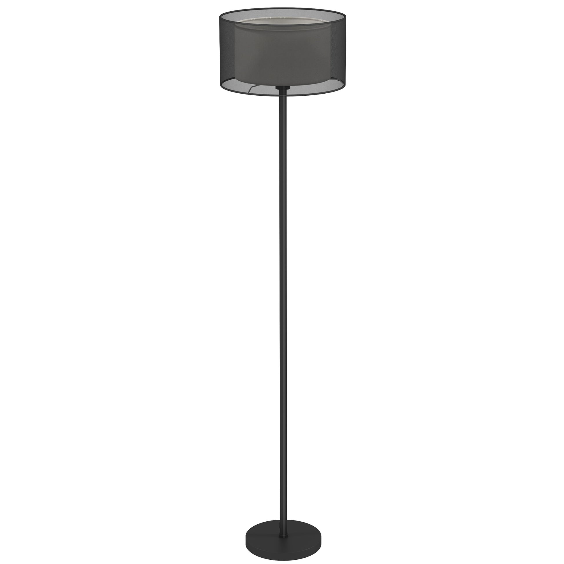 Stehlampe, zweifarbiger Lampenschirm, Fußschalter, Metall, Schwarz