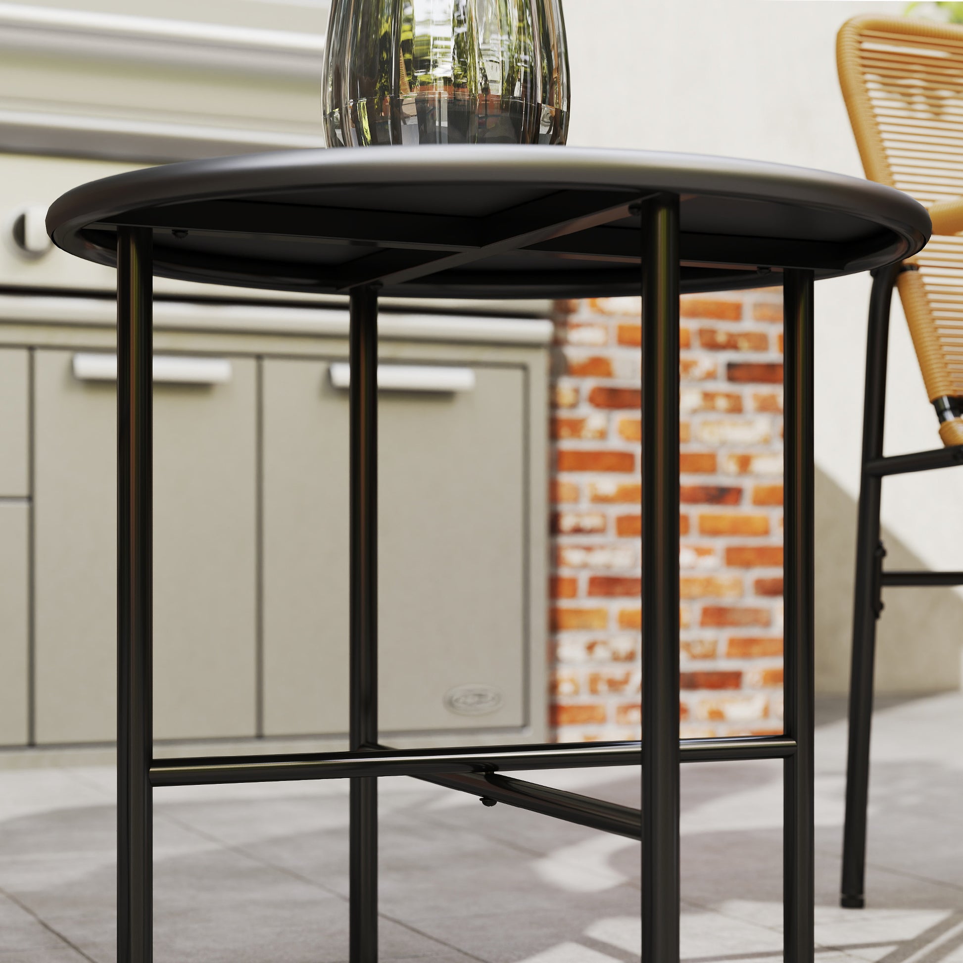 3-tlg. Rattan Bistroset, Sitzgruppe, Gartengarnitur mit 2 Gartensesseln, Couchtisch 54 x 66 x 76 cm