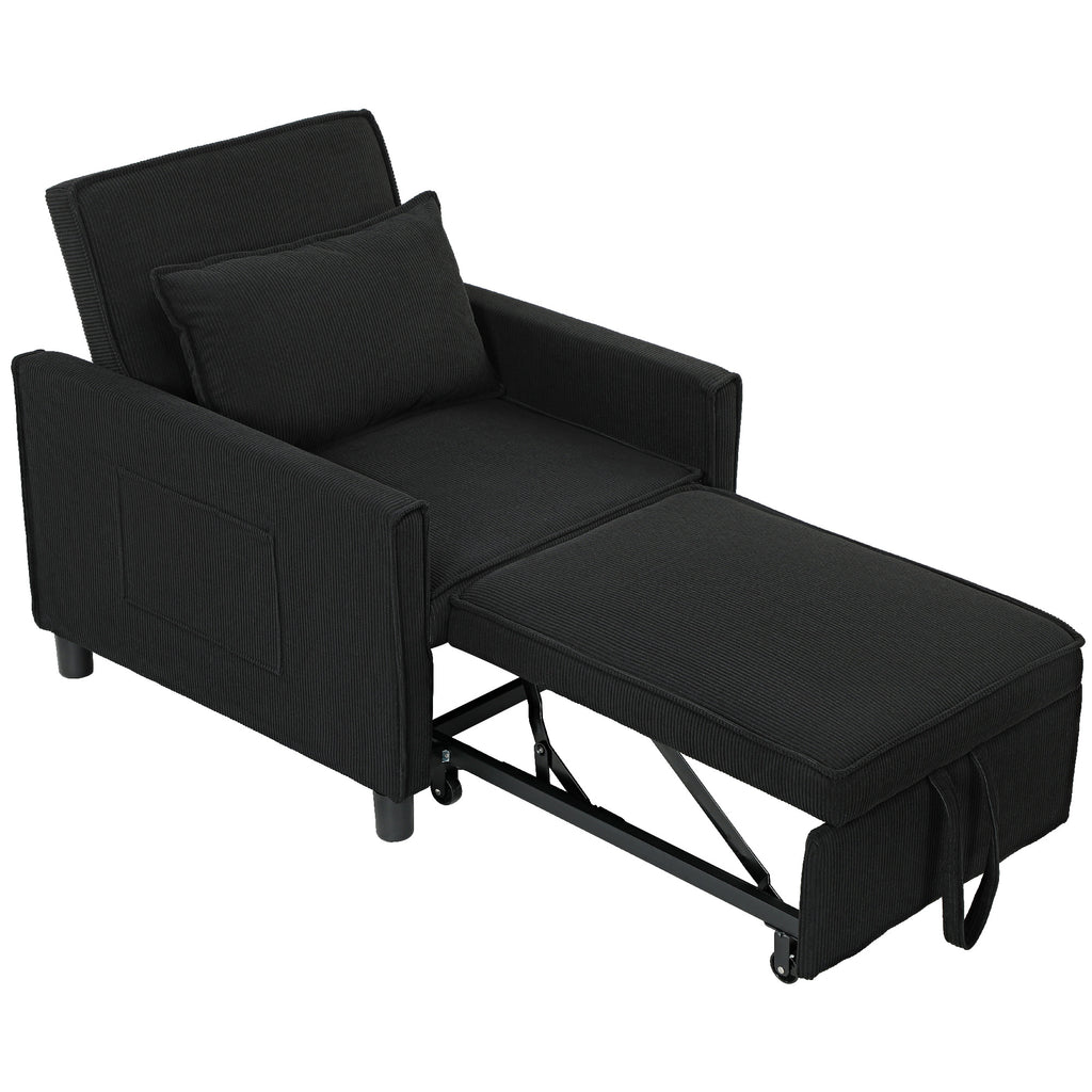 Schlafsessel, verstellbar, 3 Positionen, Cordbezug, bis 120 kg, Schwarz/Blau