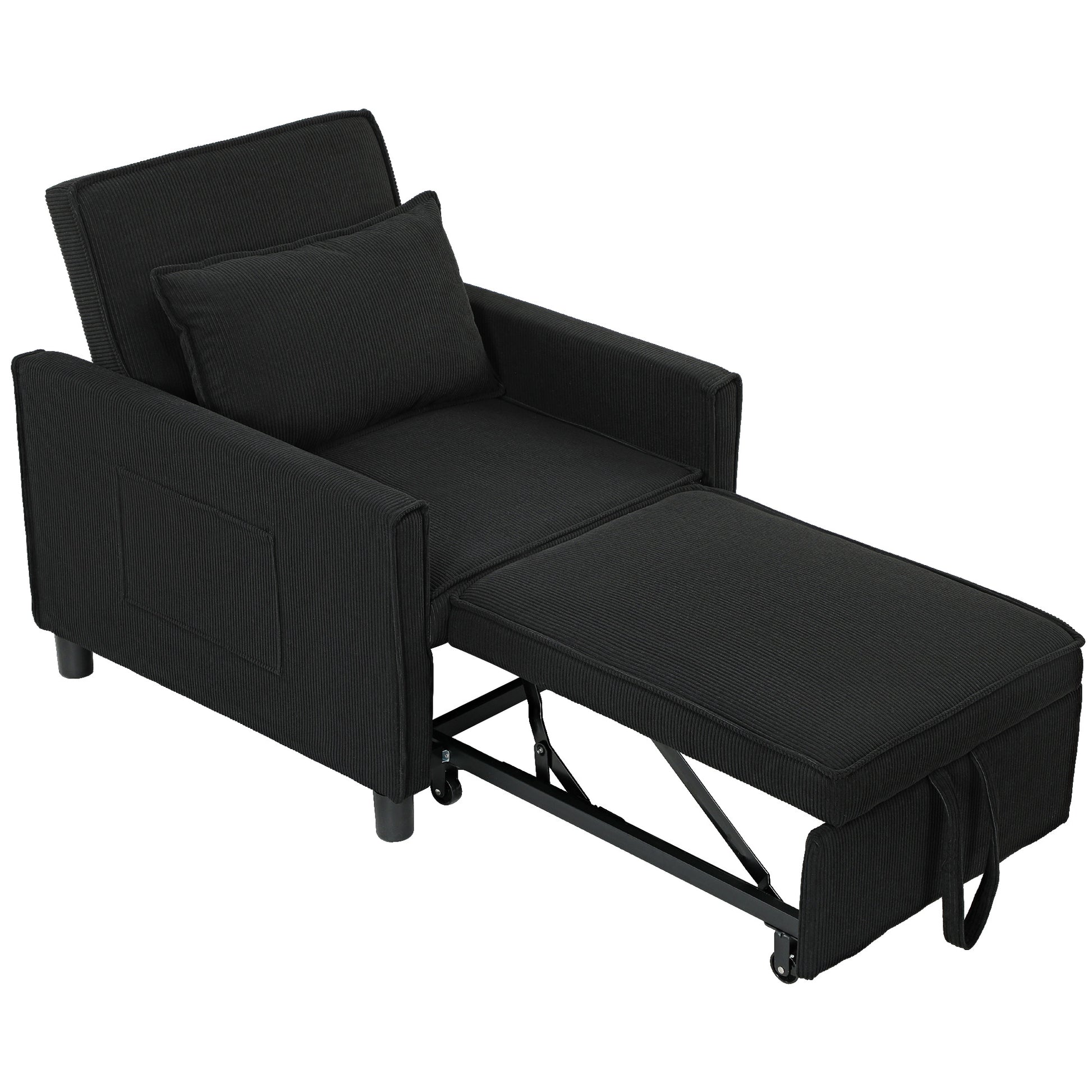 Schlafsessel, verstellbar, 3 Positionen, Cordbezug, bis 120 kg, Schwarz/Blau