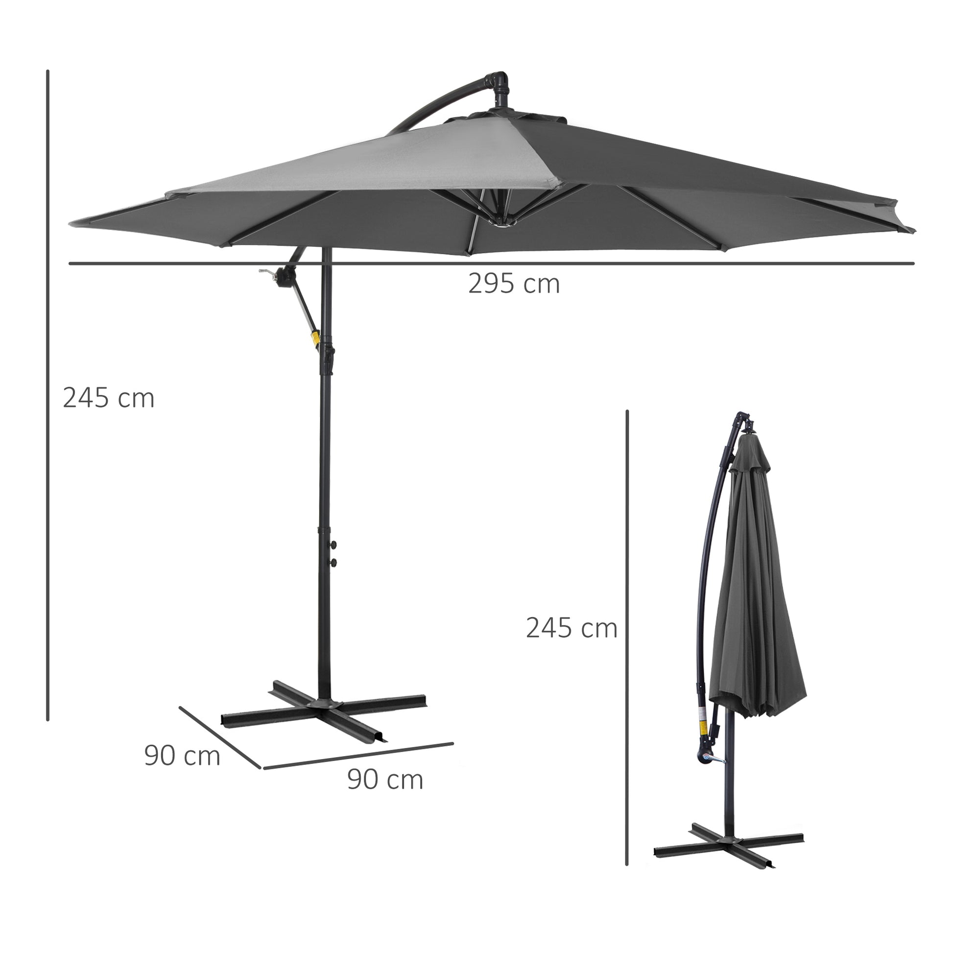 Sonnenschirm mit Kurbel Wetterbeständig 3 m x 3 m x 2,5 m Stahl Polyester - Konfigurierbare Farben!!!