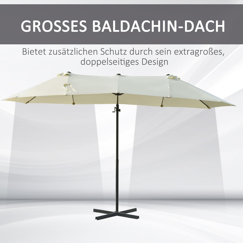 Doppelsonnenschirm mit Kurbel Verstellbar Sonnenschutz Metall Cremeweiß 440 x 270 x 250 cm