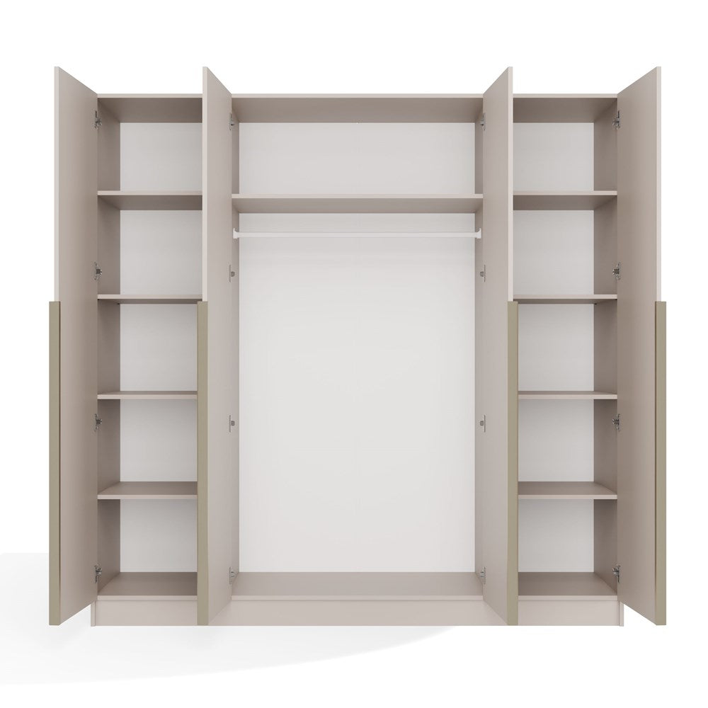 Kleiderschrank SENSO – Kaschmir Beige mit goldenen Griffen, 3- oder 4-türig (150/200 cm)