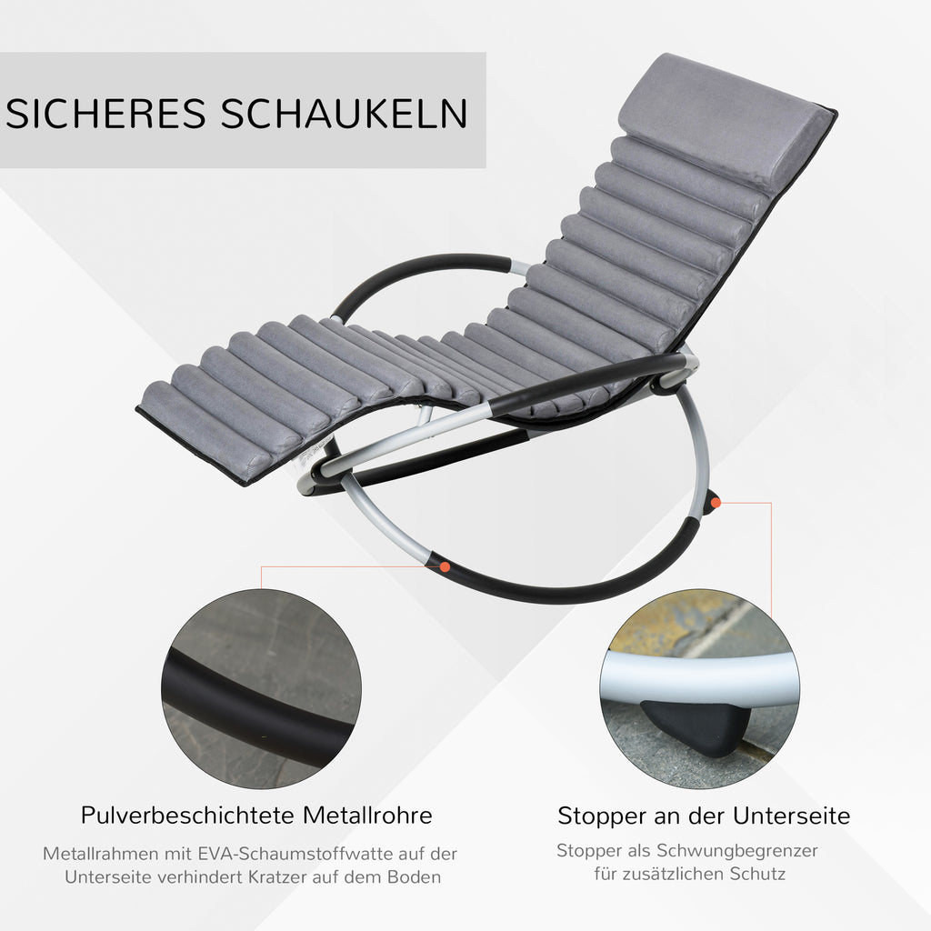 Schaukelstuhl ergonomischer 2 In 1 Gartenstuh Schaukelliege Metall Texteline kugelförmig