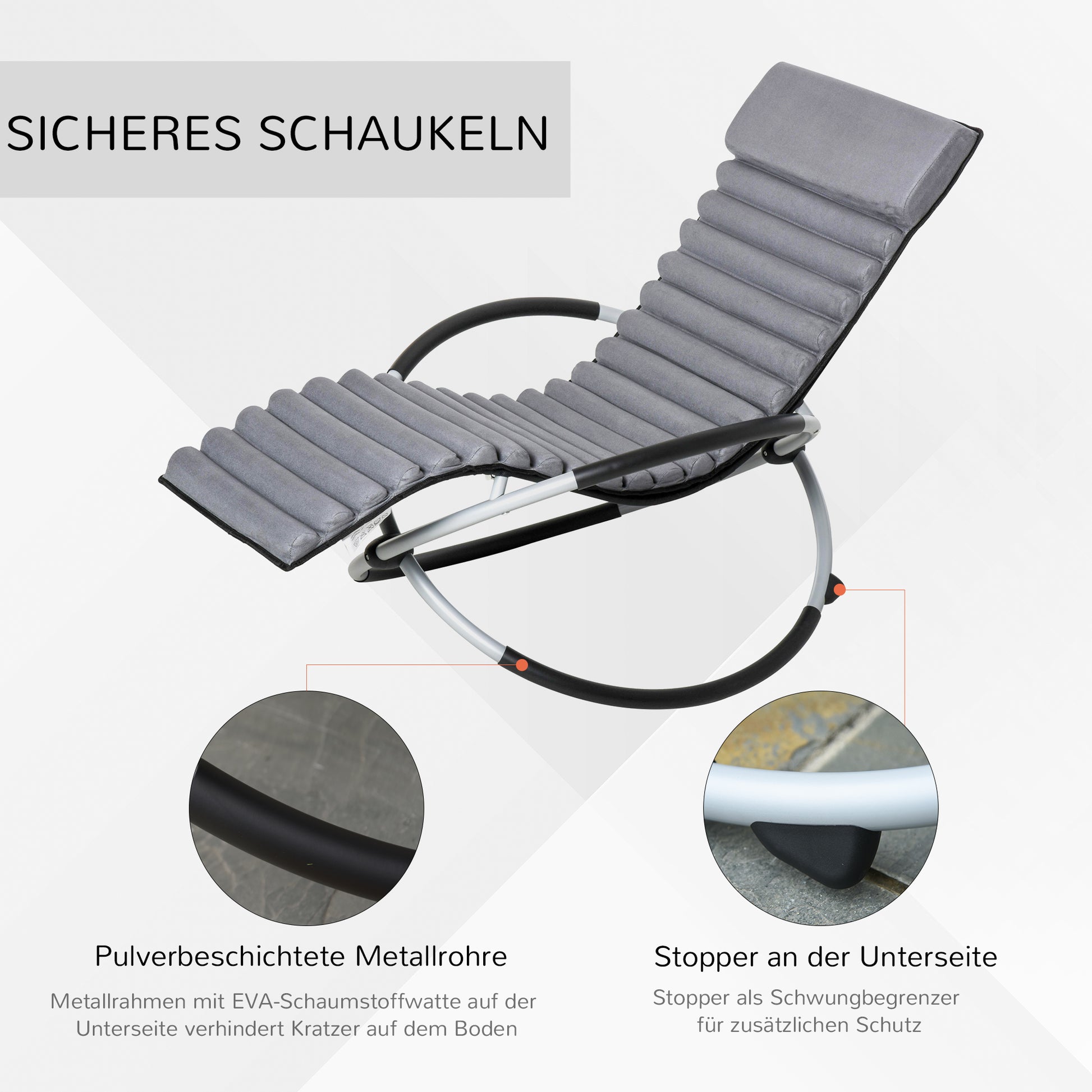 Schaukelstuhl ergonomischer 2 In 1 Gartenstuh Schaukelliege Metall Texteline kugelförmig