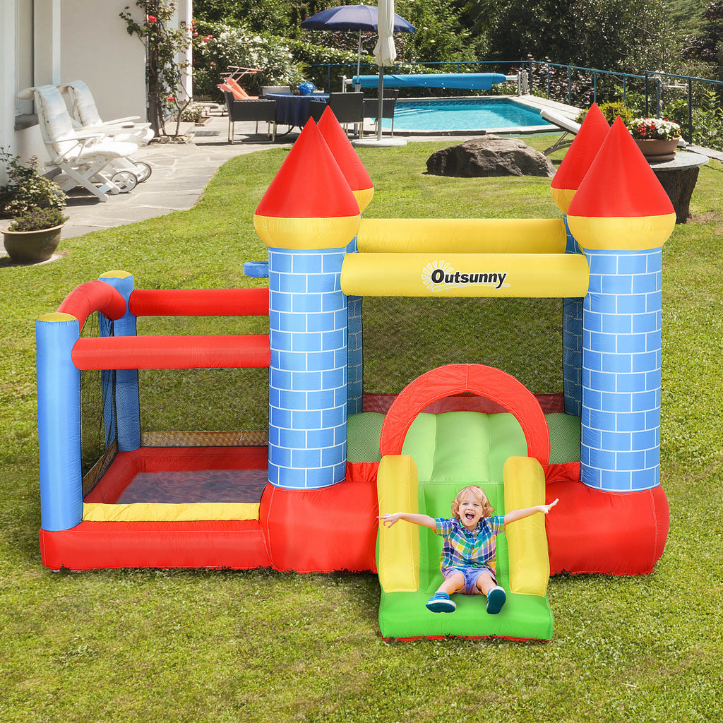 Aufblasbare Hüpfburg mit Rutsche Pool für 3 Kinder Burg mit Gebläse,3-8 Jahre 280x260x210 cm